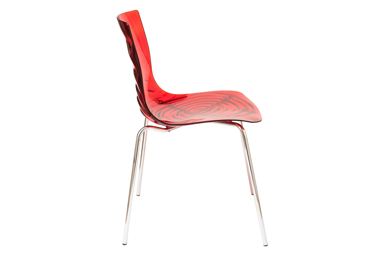 LeisureMod Astor Modern Water Drop Design Dining Side Chair - Transparent/Red