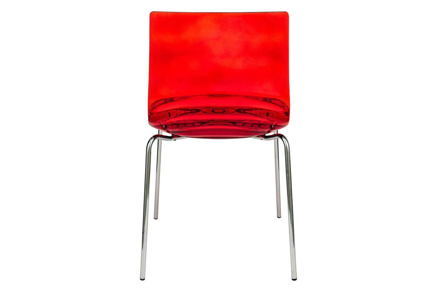 LeisureMod Astor Modern Water Drop Design Dining Side Chair - Transparent/Red