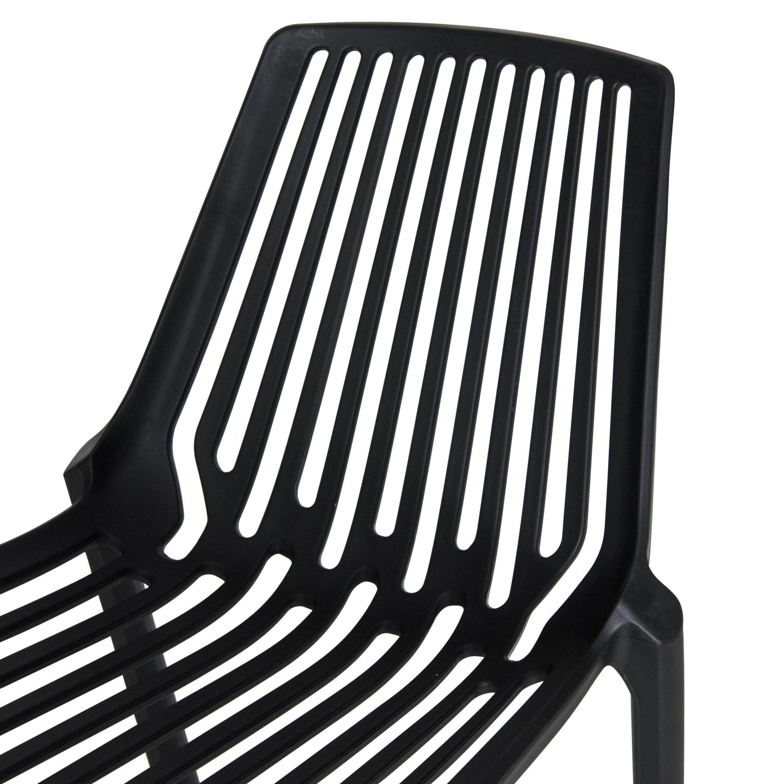 LeisureMod Acken Mid-Century Modern Plastic Dining Chair - Black