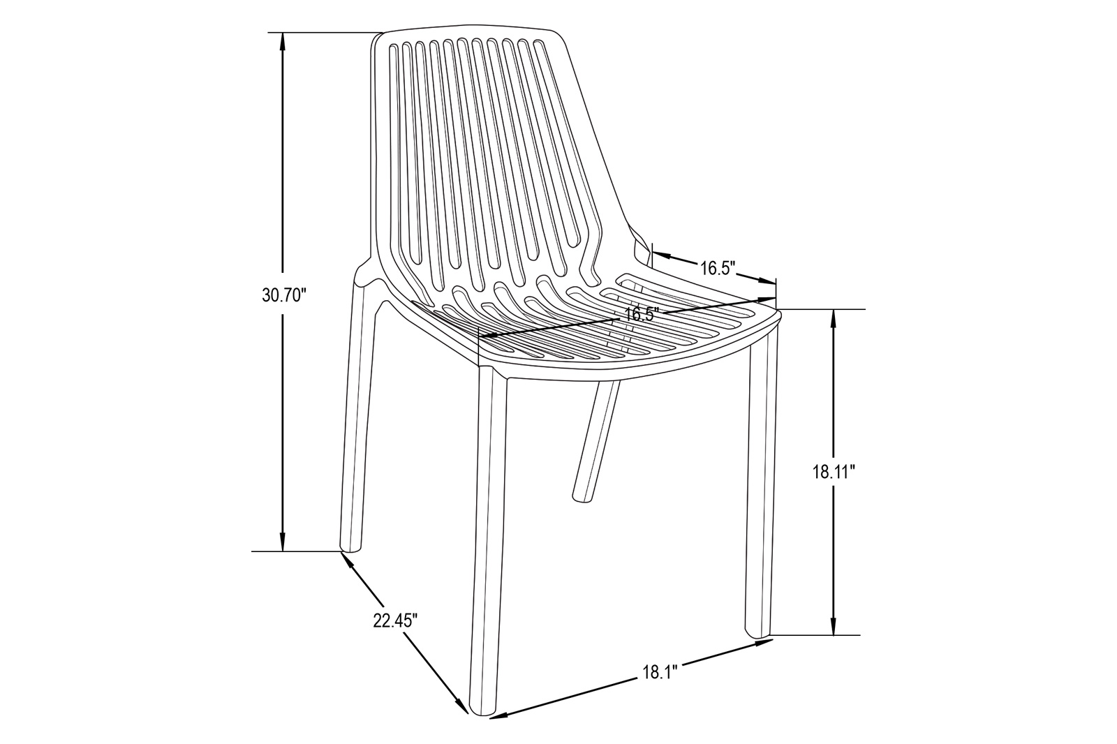 LeisureMod Acken Mid-Century Modern Plastic Dining Chair - Black