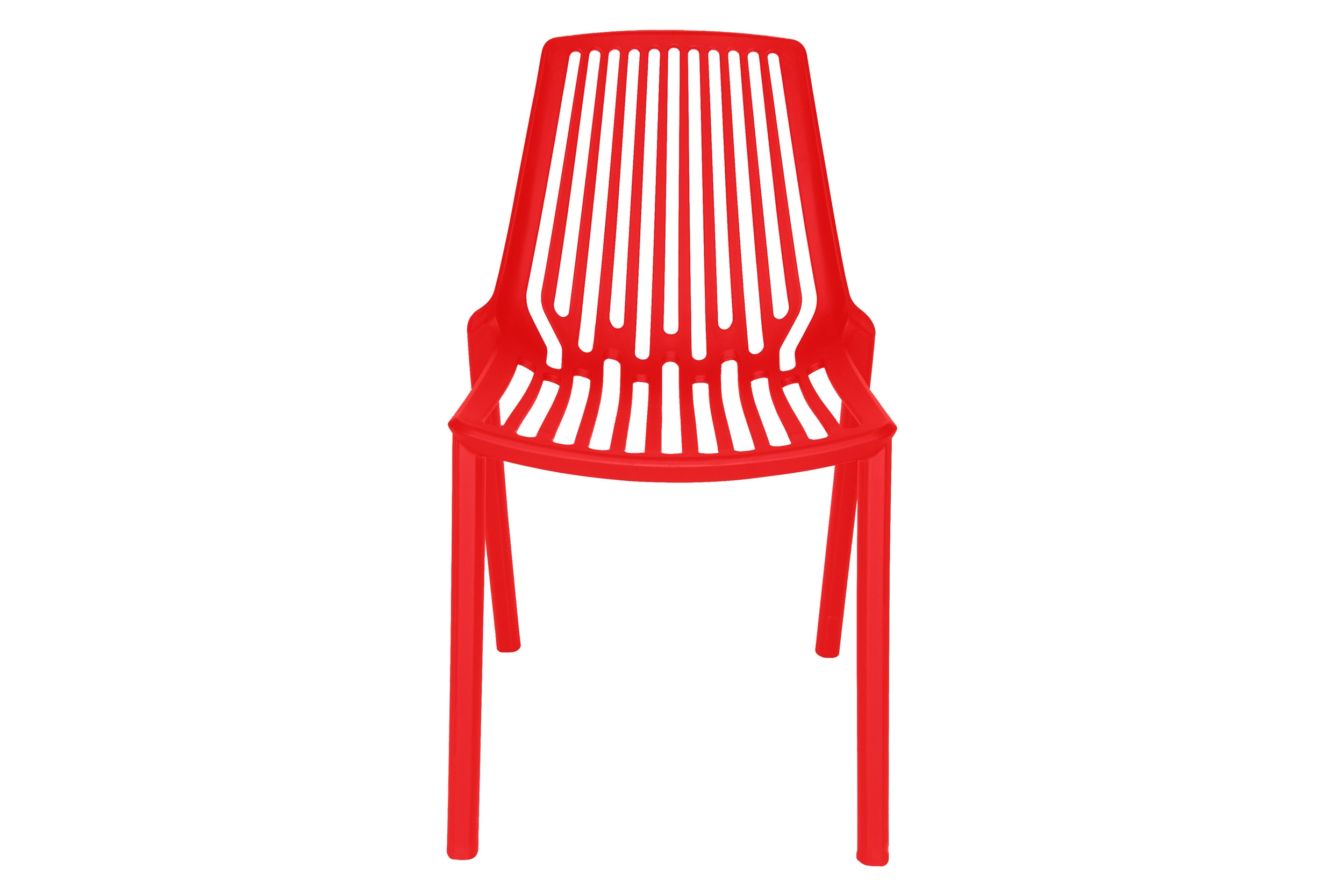 LeisureMod Acken Mid-Century Modern Plastic Dining Chair (Set Of 4) - Red