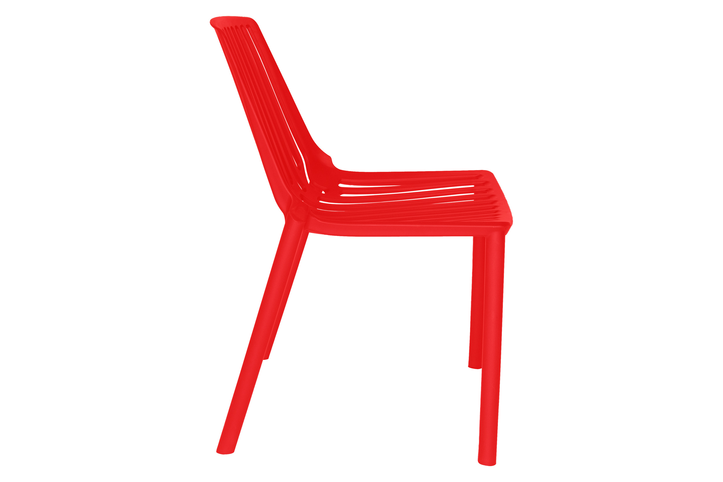 LeisureMod Acken Mid-Century Modern Plastic Dining Chair (Set Of 4) - Red