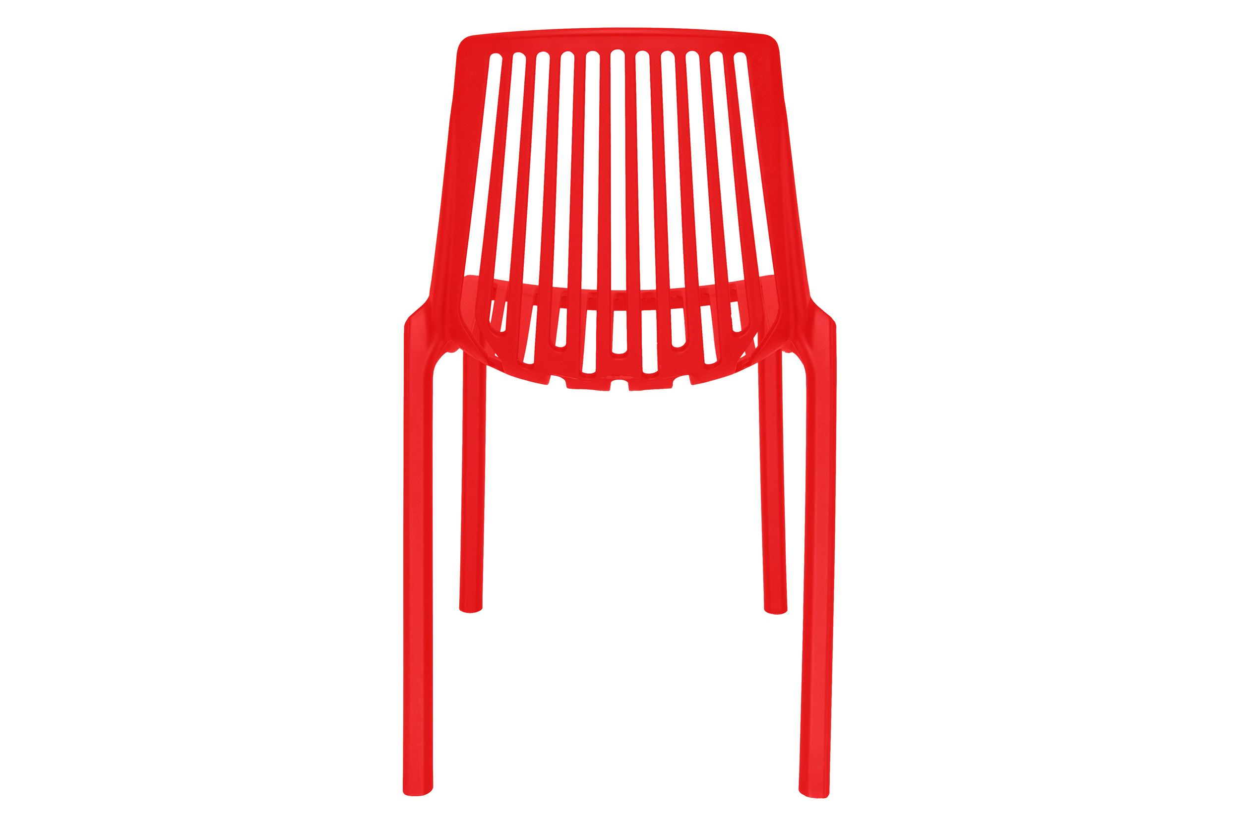 LeisureMod Acken Mid-Century Modern Plastic Dining Chair (Set Of 4) - Red