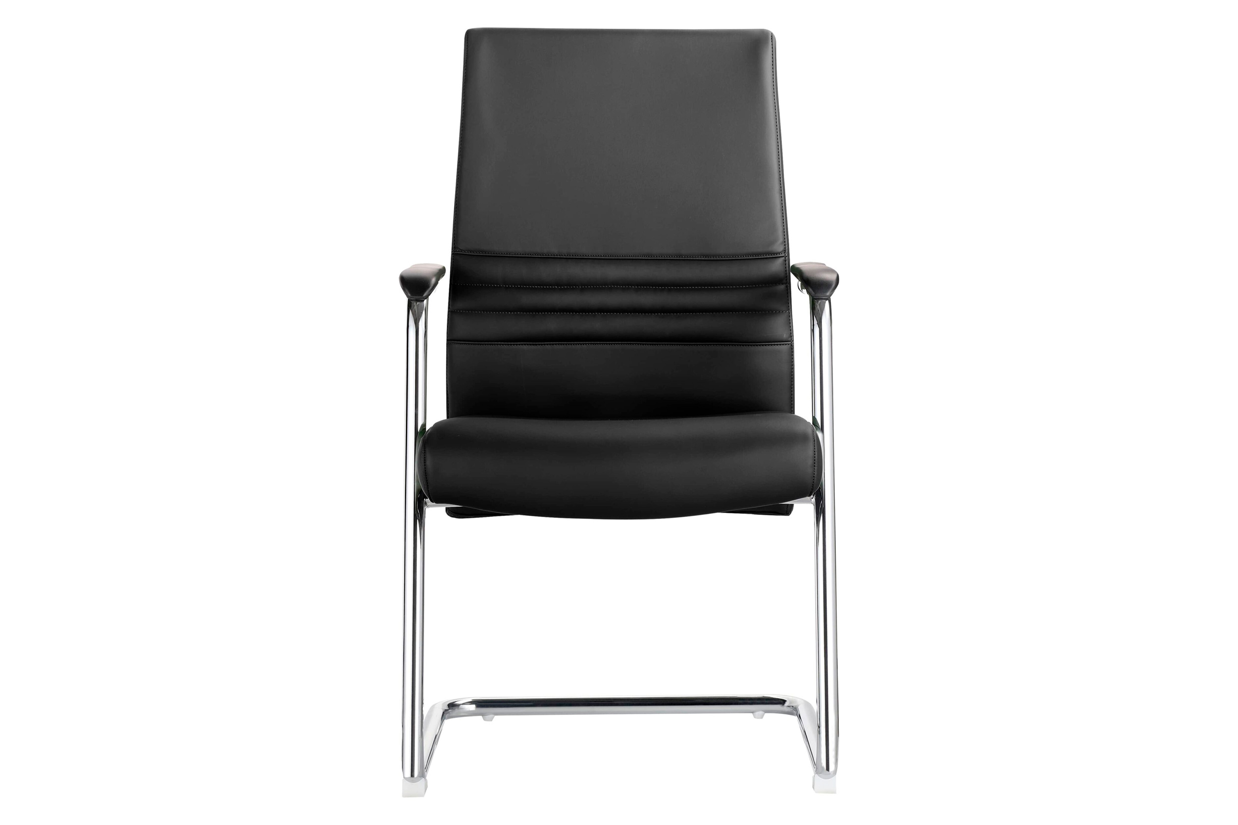 LeisureMod Aleen Mid-Century Modern Office Chair with Upholstered Seat and Metal Armrest - Black