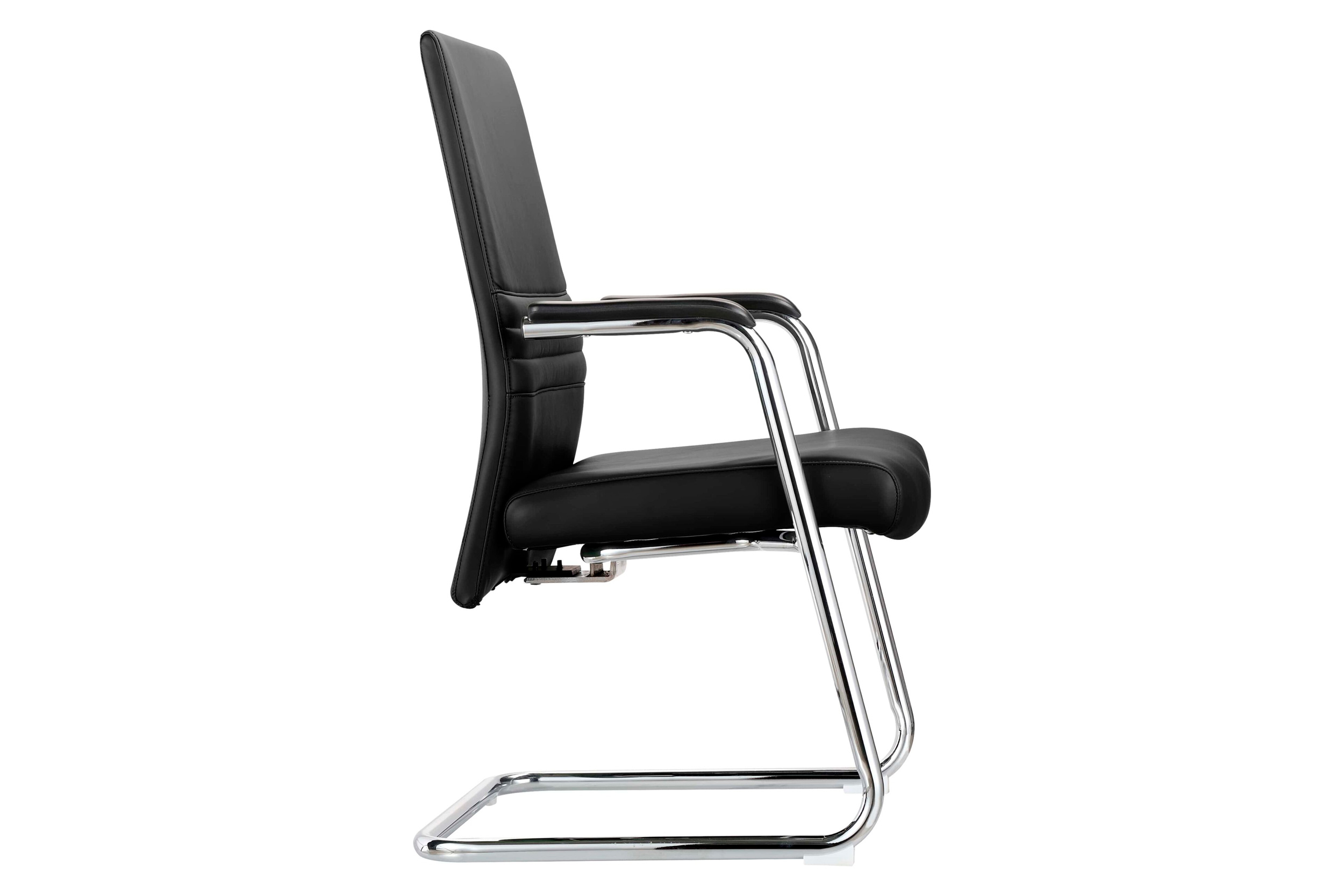 LeisureMod Aleen Mid-Century Modern Office Chair with Upholstered Seat and Metal Armrest - Black