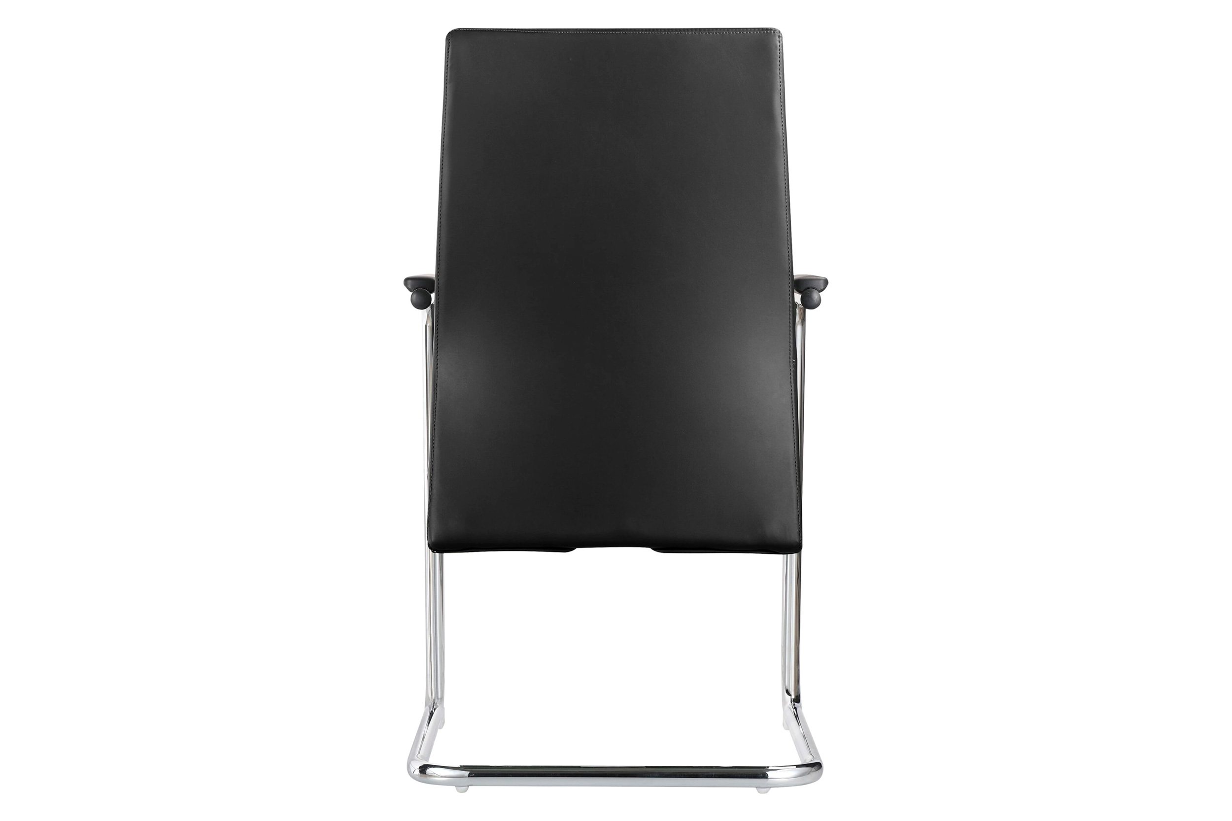 LeisureMod Aleen Mid-Century Modern Office Chair with Upholstered Seat and Metal Armrest - Black