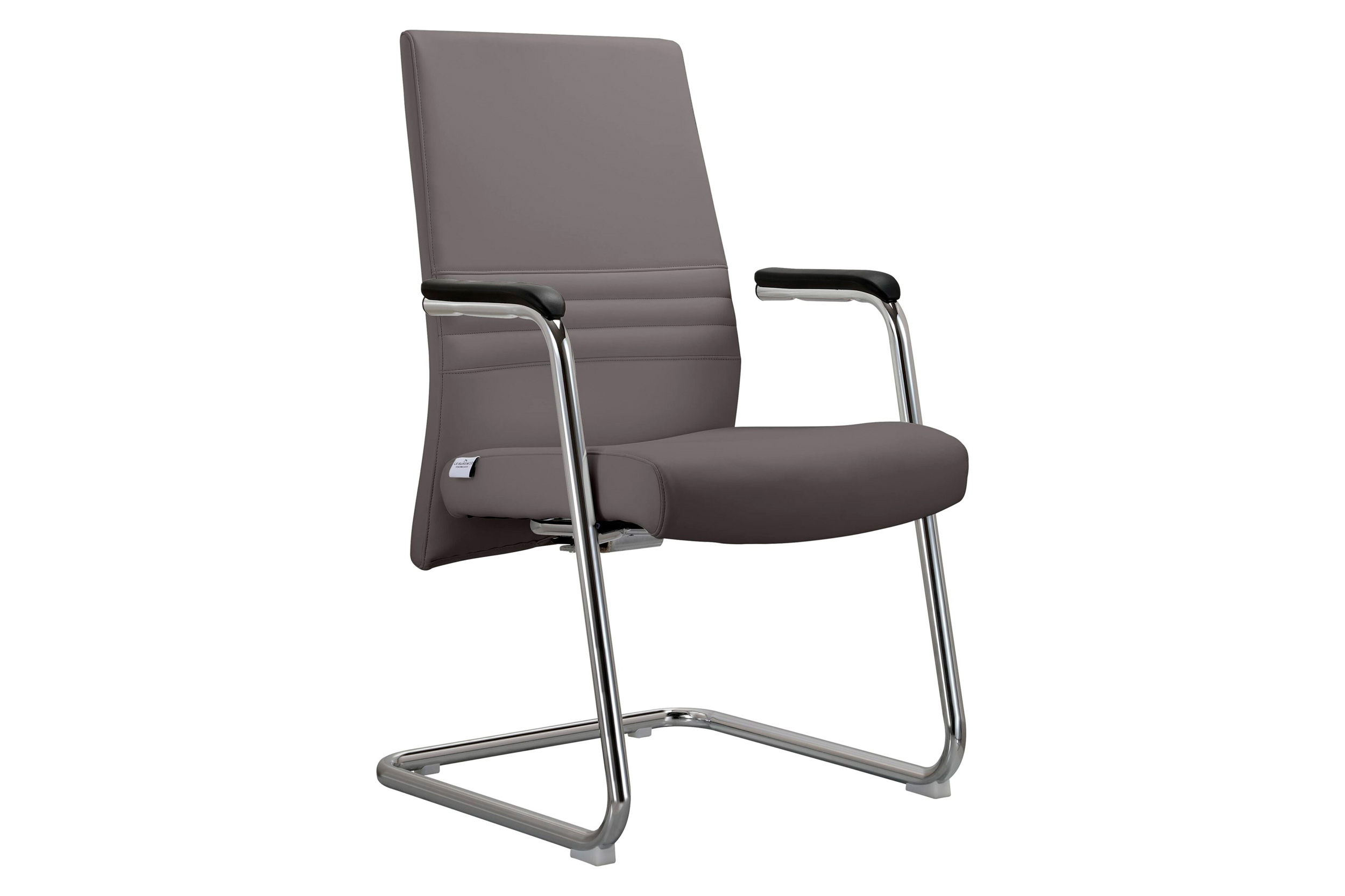 LeisureMod Aleen Mid-Century Modern Office Chair with Upholstered Seat and Metal Armrest