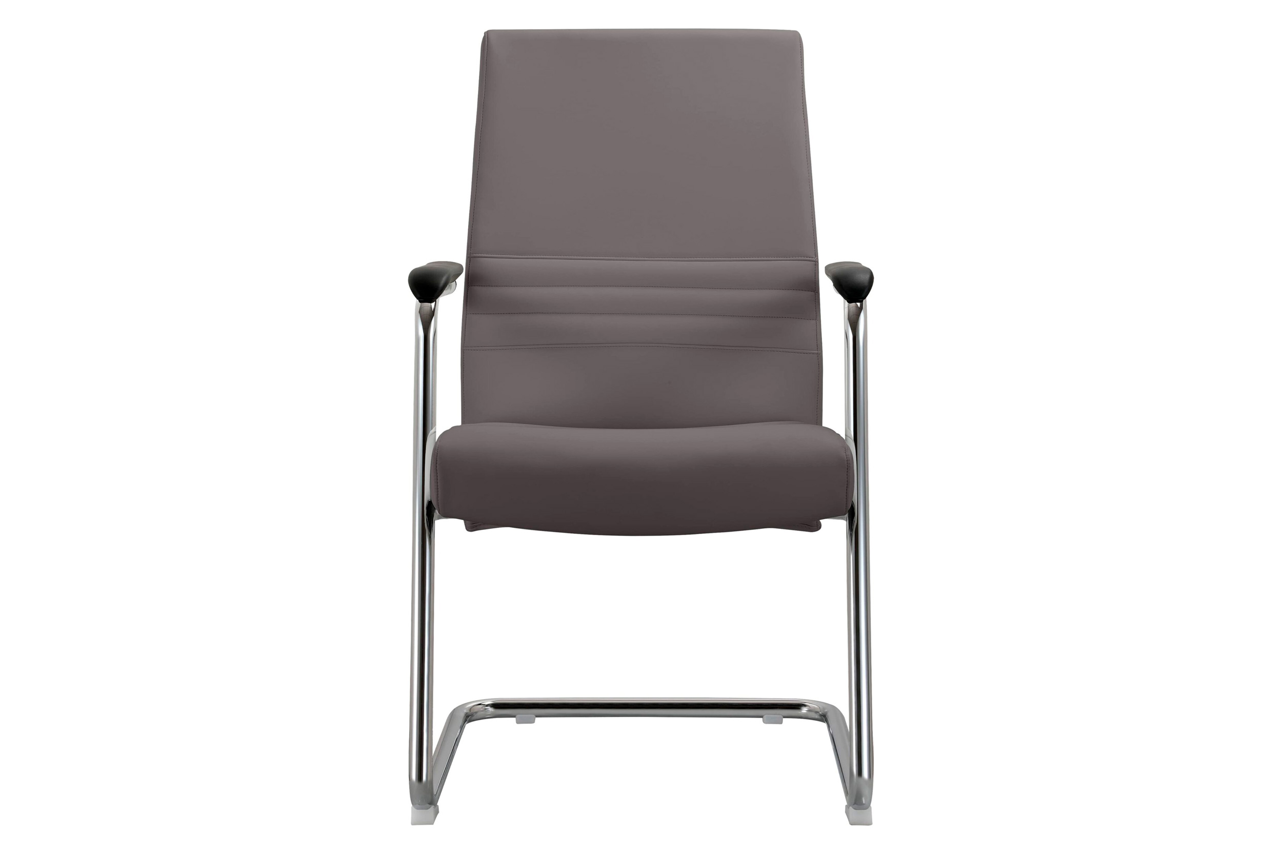 LeisureMod Aleen Mid-Century Modern Office Chair with Upholstered Seat and Metal Armrest - Gray