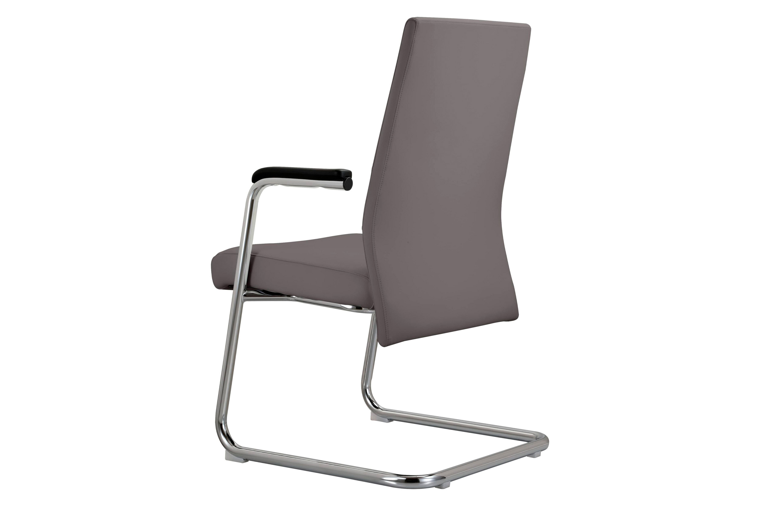 LeisureMod Aleen Mid-Century Modern Office Chair with Upholstered Seat and Metal Armrest - Gray