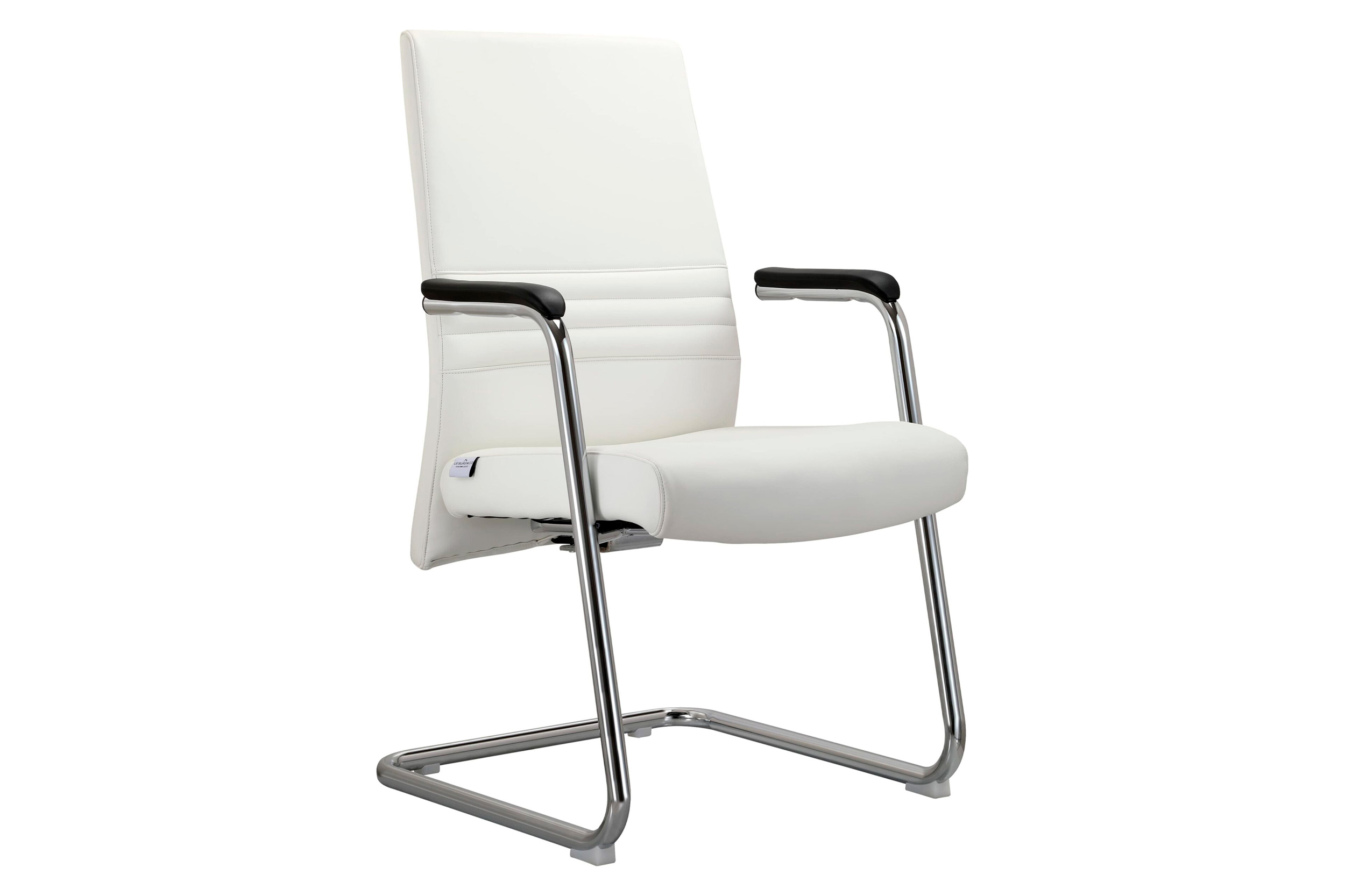 LeisureMod Aleen Mid-Century Modern Office Chair with Upholstered Seat and Metal Armrest