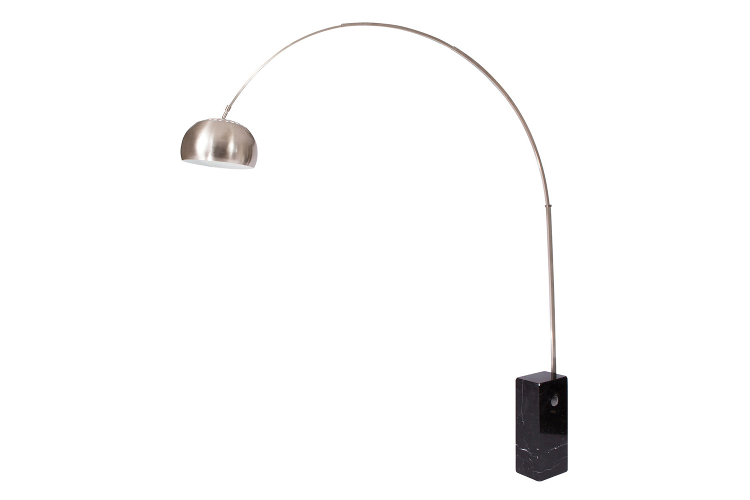 LeisureMod Arco Modern Floor Lamp with Marble Cube Base