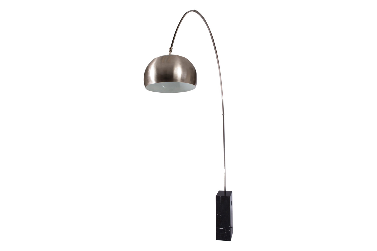 LeisureMod Arco Modern Floor Lamp with Marble Cube Base - Black