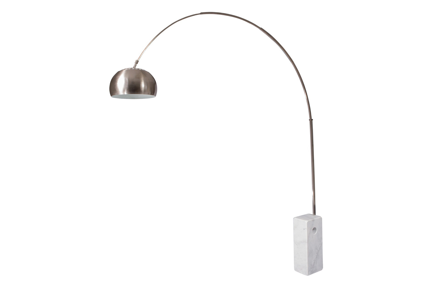 LeisureMod - Arco Modern Floor Lamp with Marble Cube Base