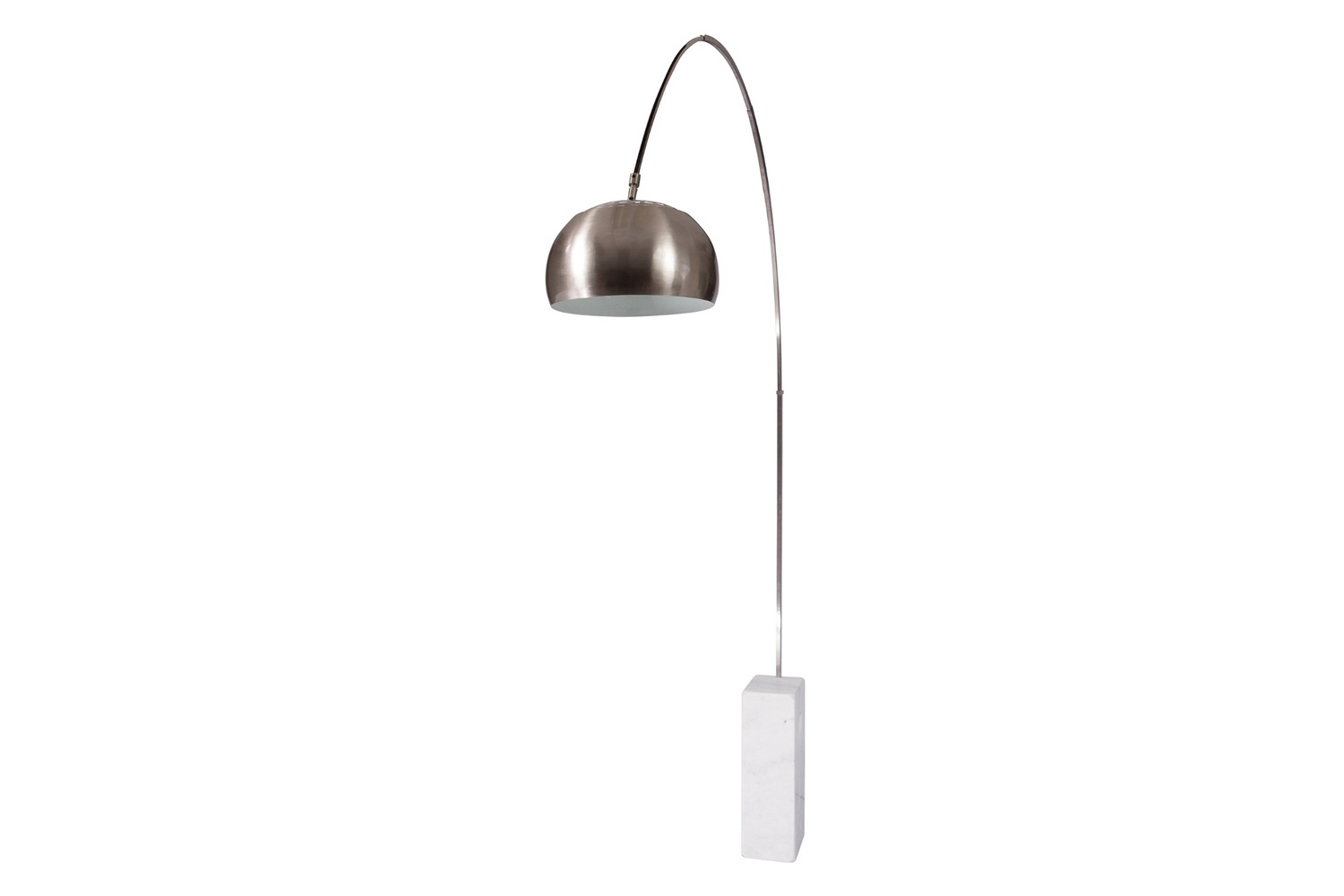 LeisureMod Arco Modern Floor Lamp with Marble Cube Base - White