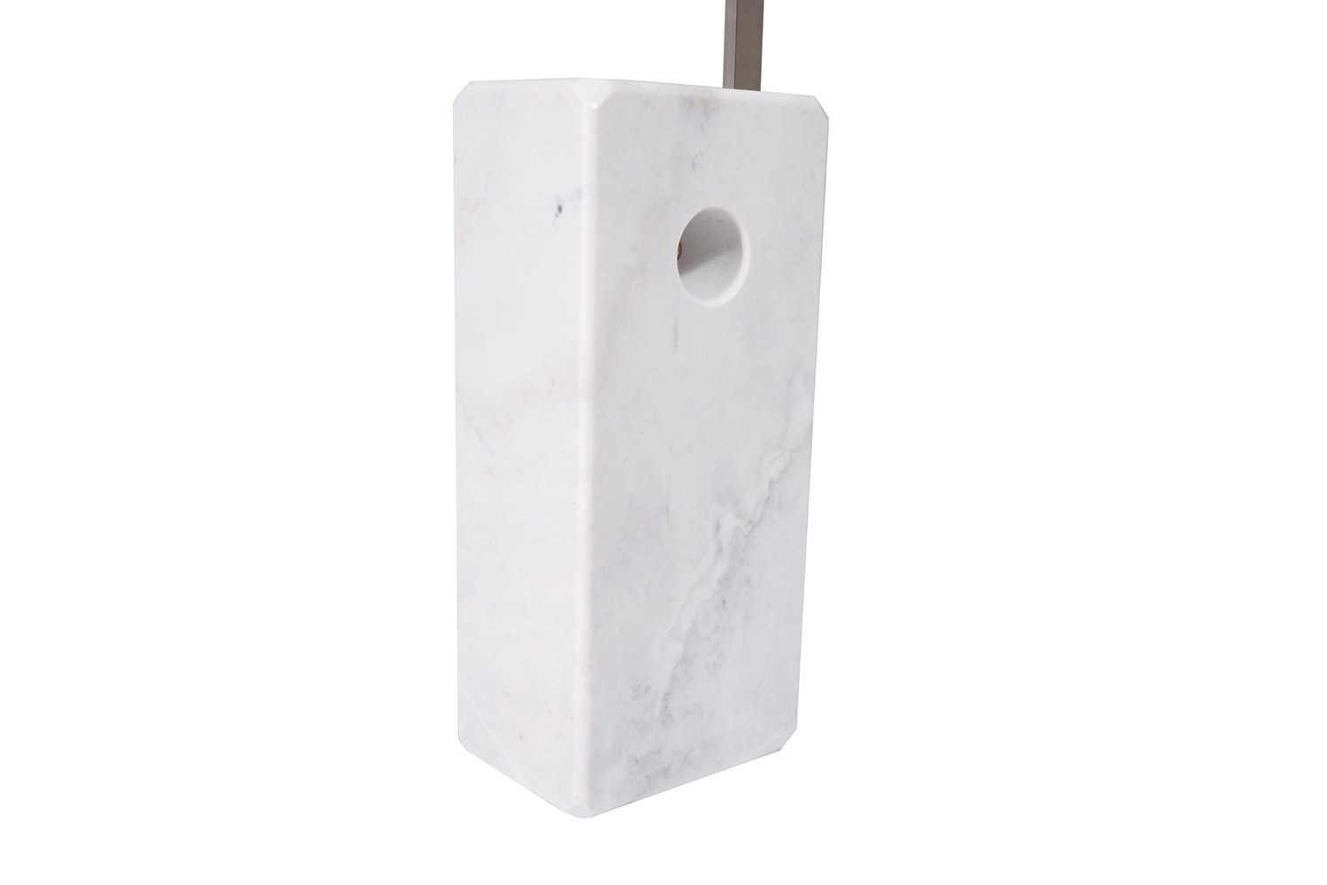 LeisureMod Arco Modern Floor Lamp with Marble Cube Base - White