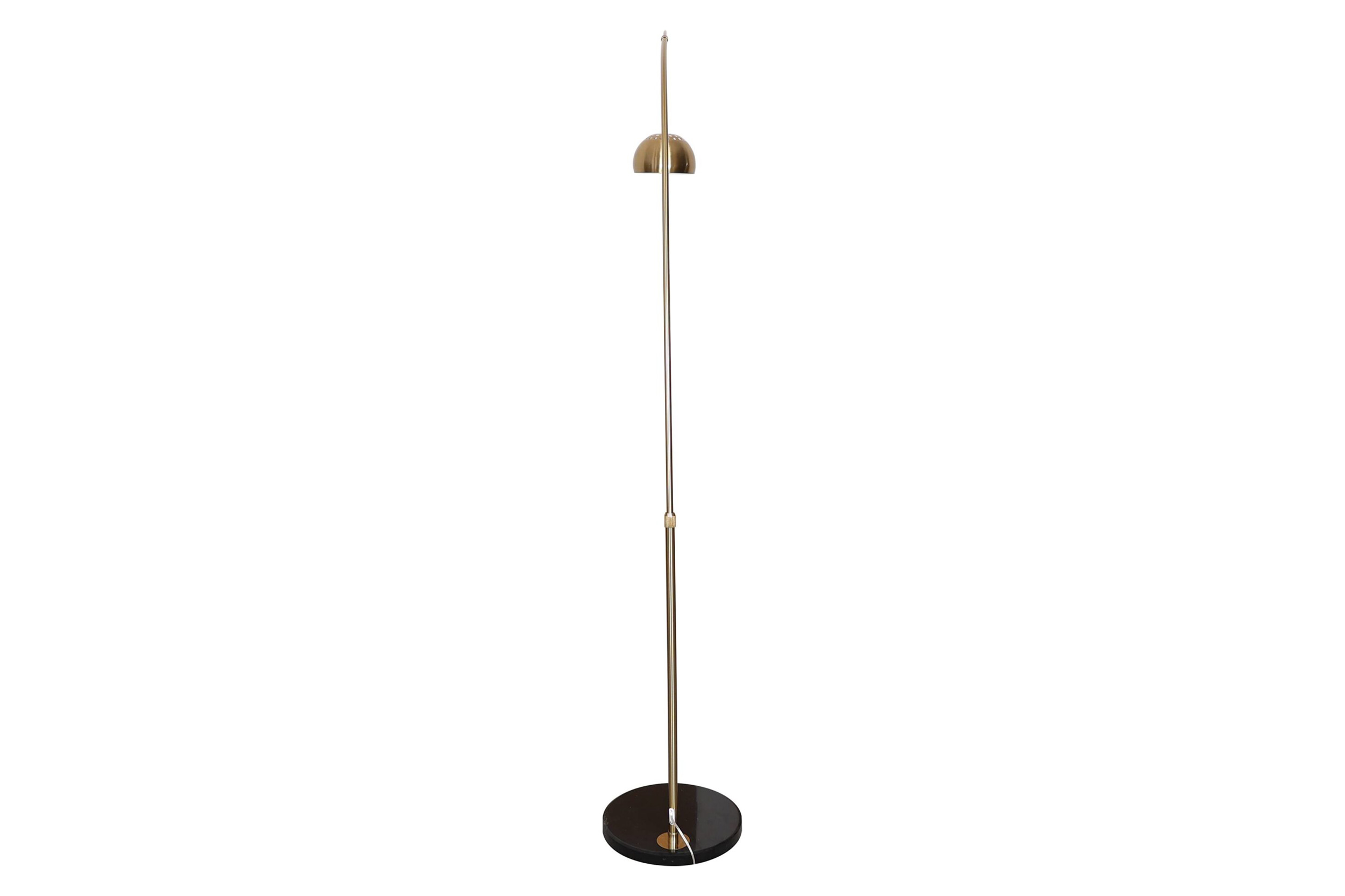 LeisureMod Arco Modern Arched Floor Lamp with Black Round Marble Base - Gold