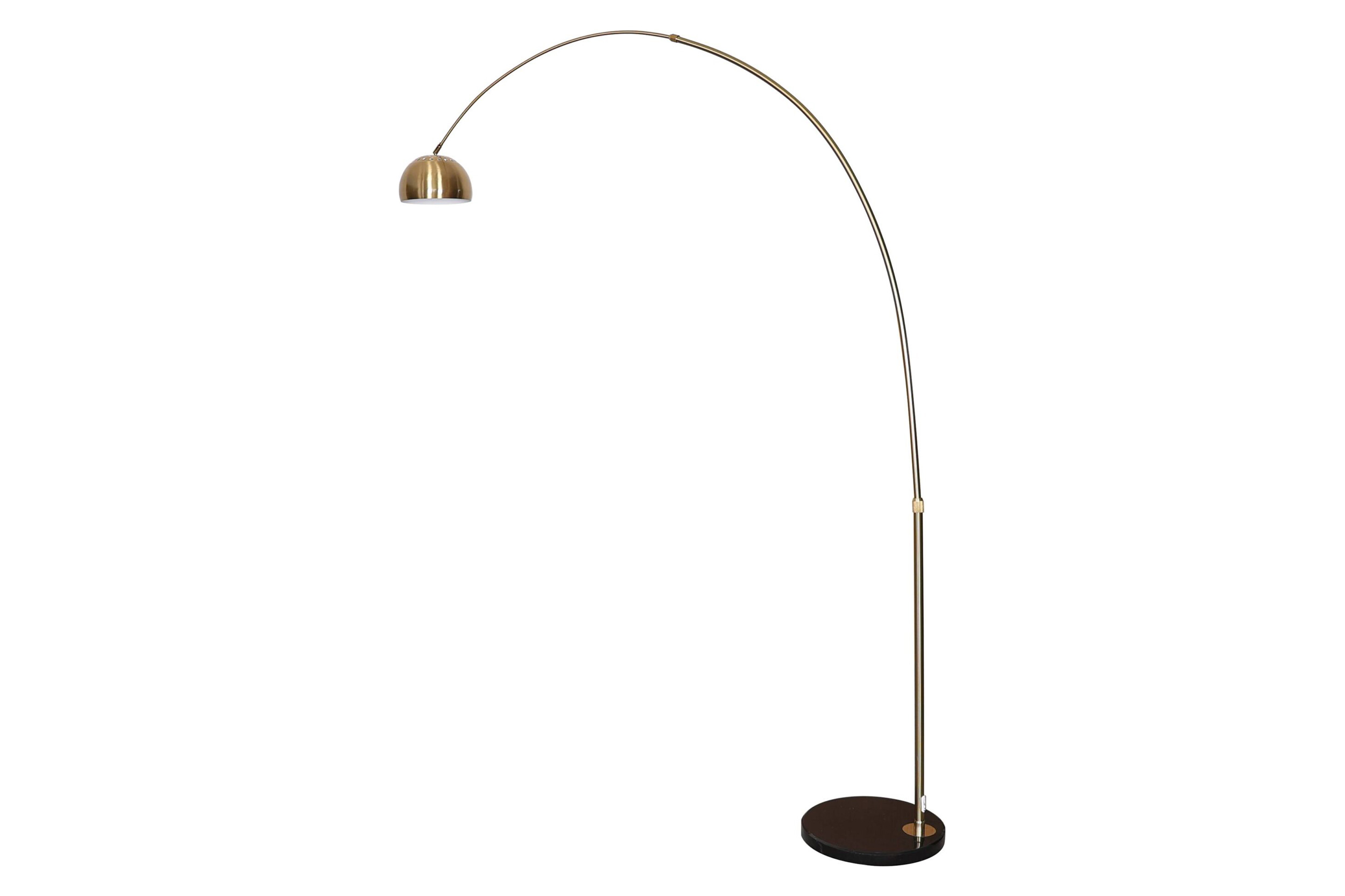 LeisureMod Arco Modern Arched Floor Lamp with Black Round Marble Base - Gold