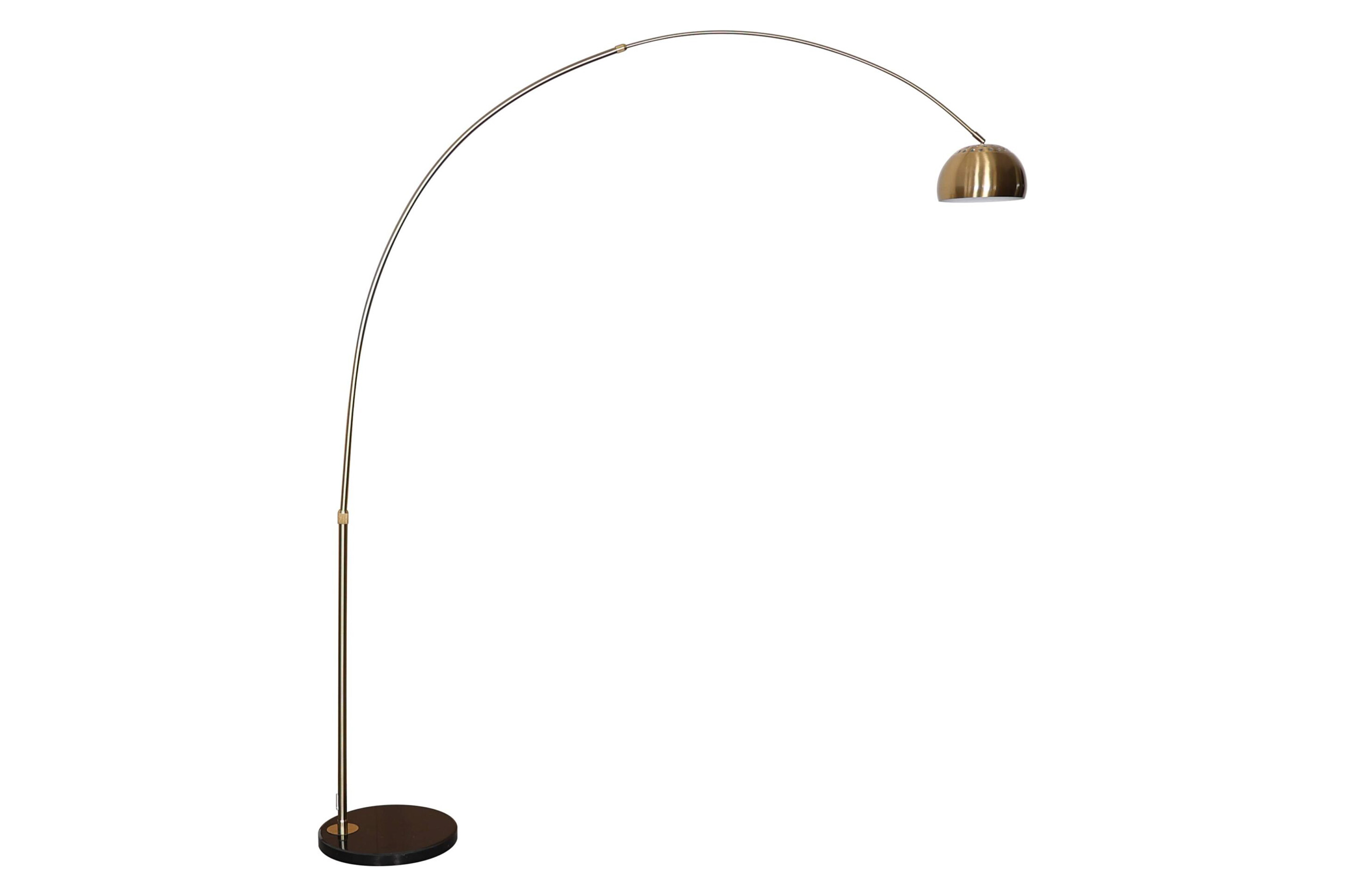 LeisureMod Arco Modern Arched Floor Lamp with Black Round Marble Base - Gold