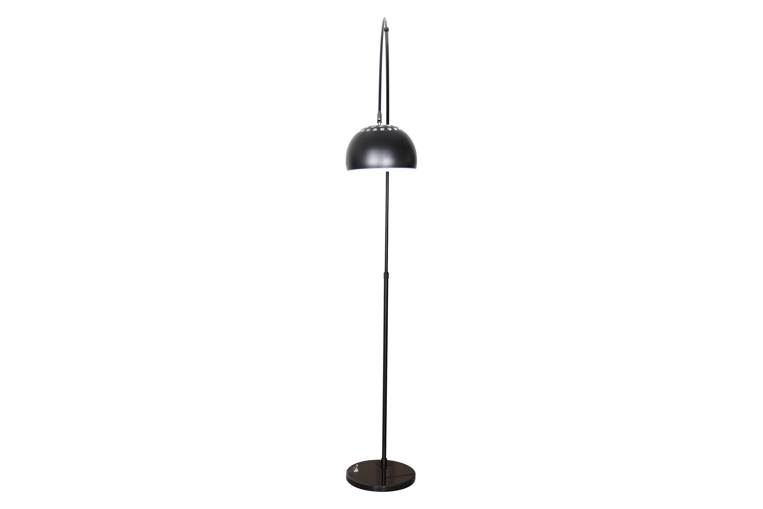 LeisureMod Arco Modern Arched Floor Lamp with Black Round Marble Base - Black