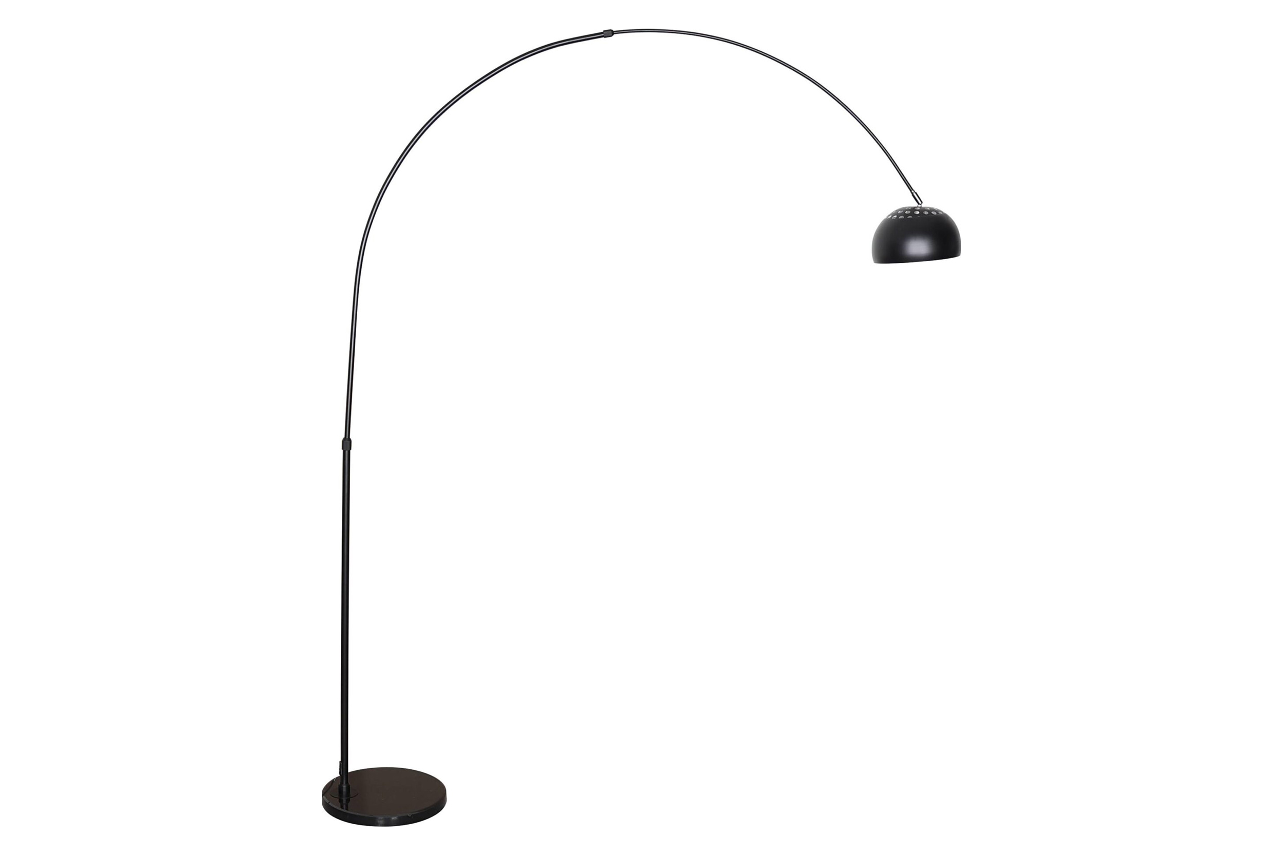 LeisureMod Arco Modern Arched Floor Lamp with Black Round Marble Base - Black