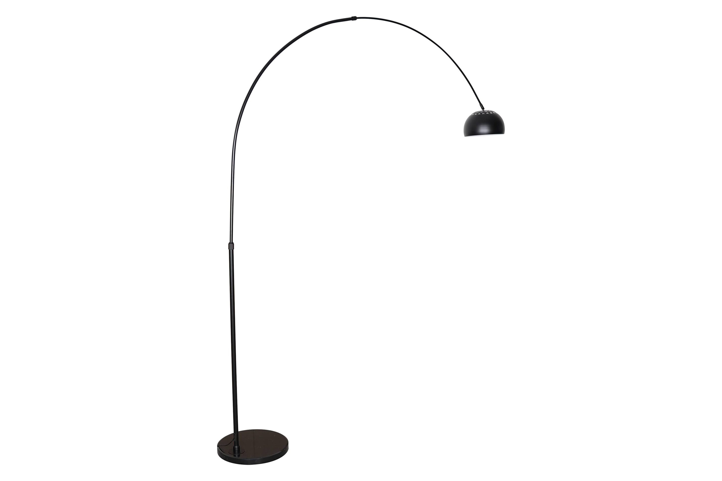 LeisureMod Arco Modern Arched Floor Lamp with Black Round Marble Base - Black