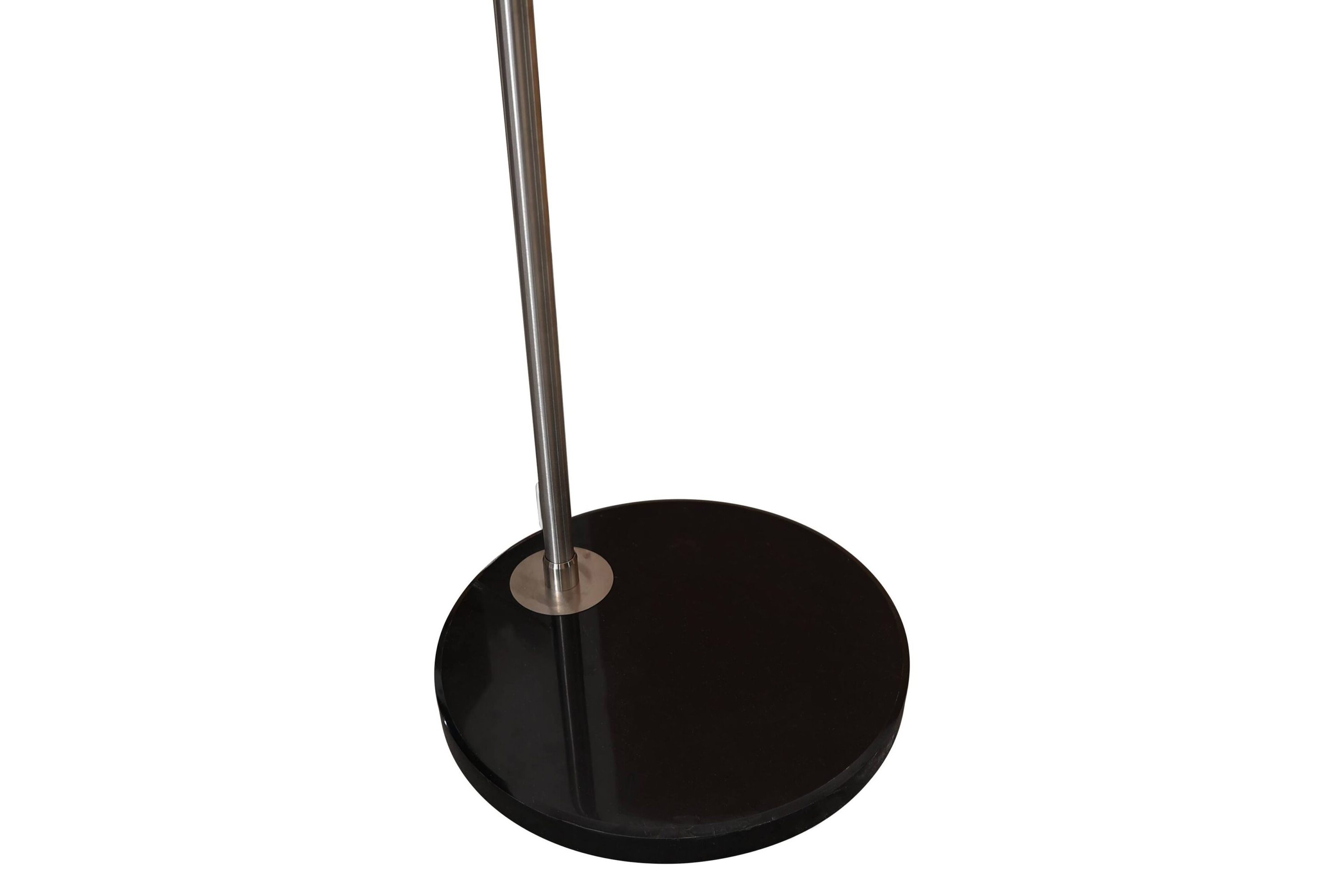 LeisureMod Arco Modern Arched Floor Lamp with Black Round Marble Base - Silver