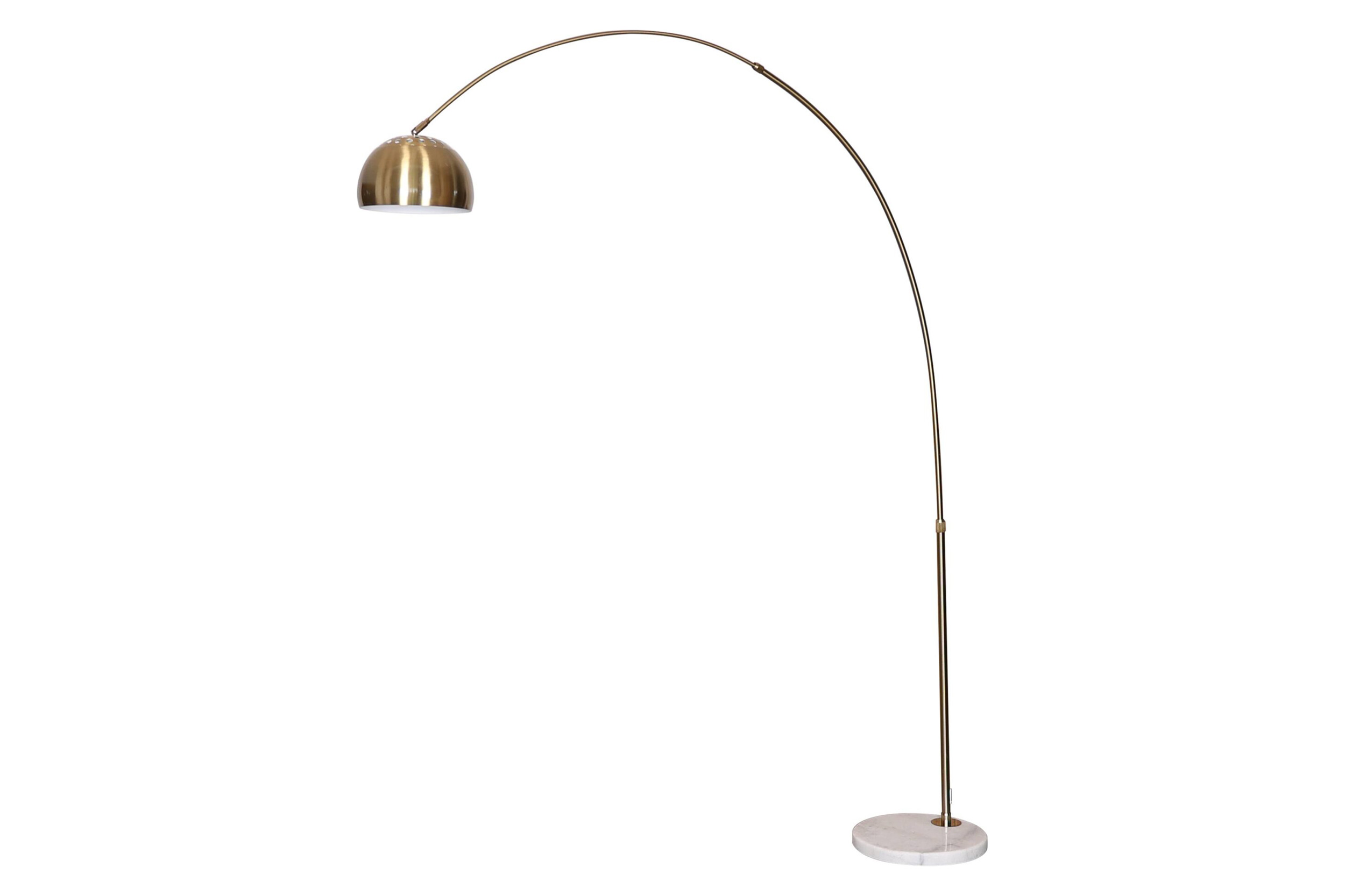 LeisureMod Arco Modern Arched Floor Lamp with White Round Marble Base