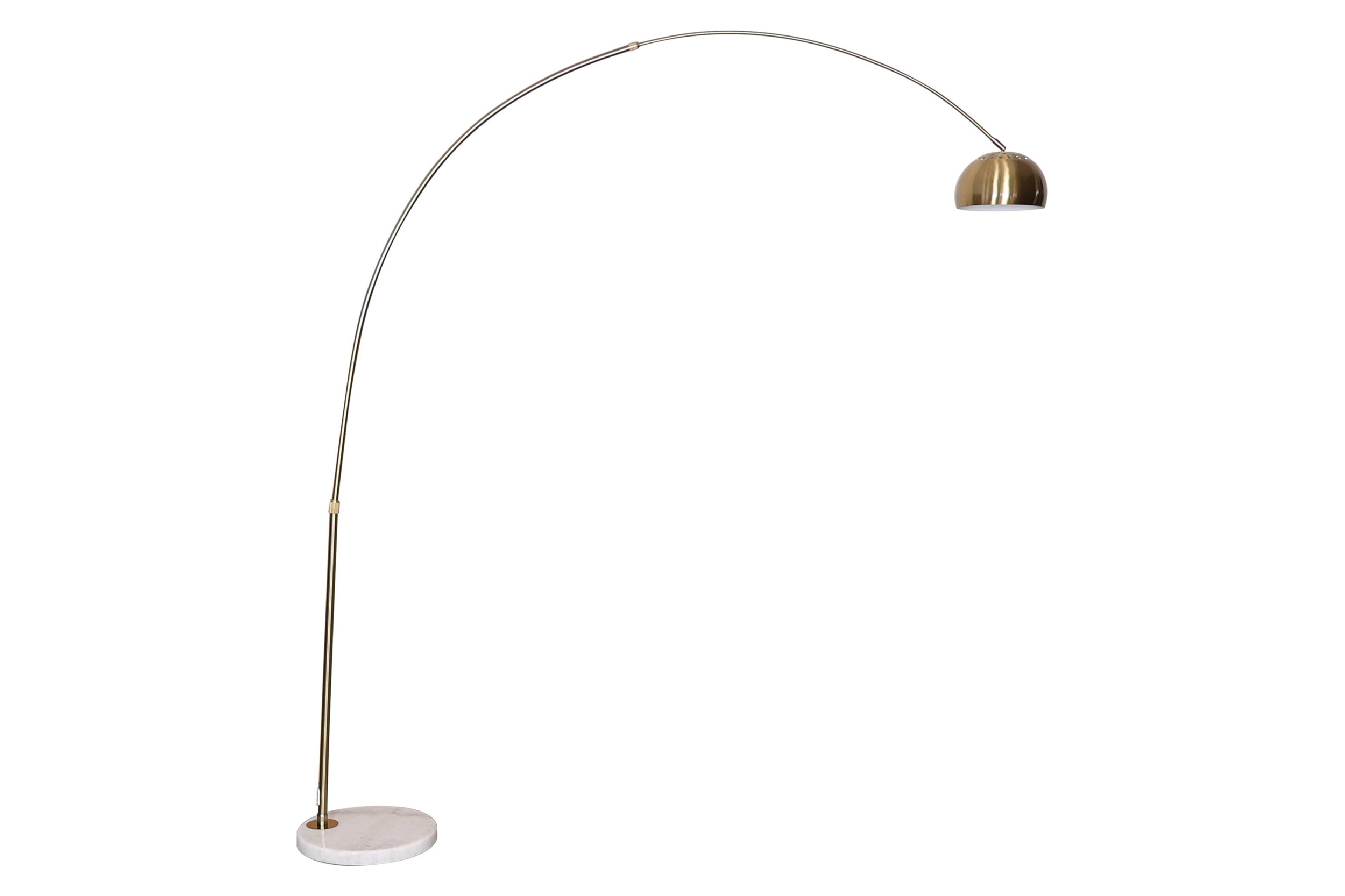 LeisureMod Arco Modern Arched Floor Lamp with White Round Marble Base - Gold