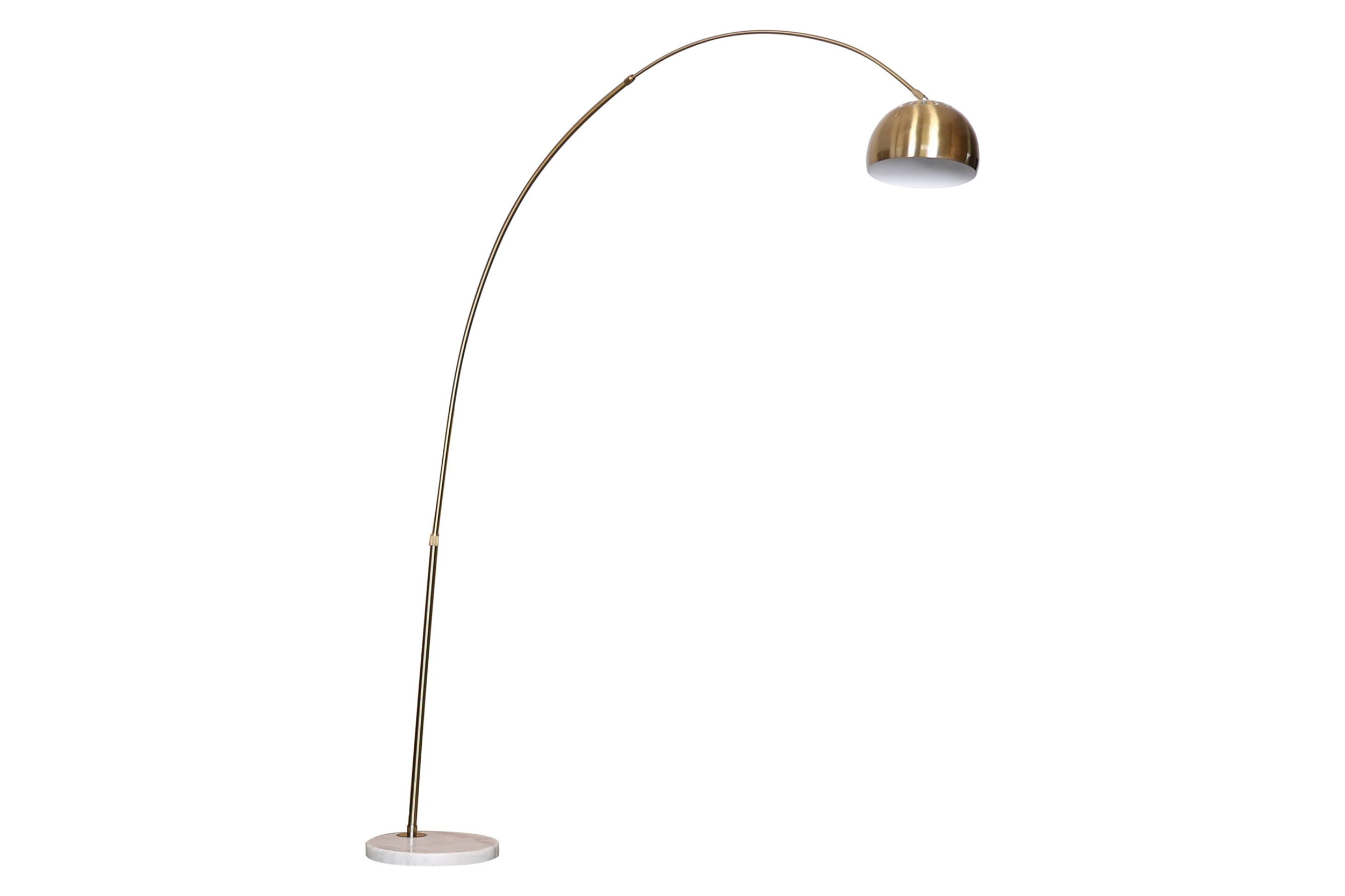 LeisureMod Arco Modern Arched Floor Lamp with White Round Marble Base - Gold