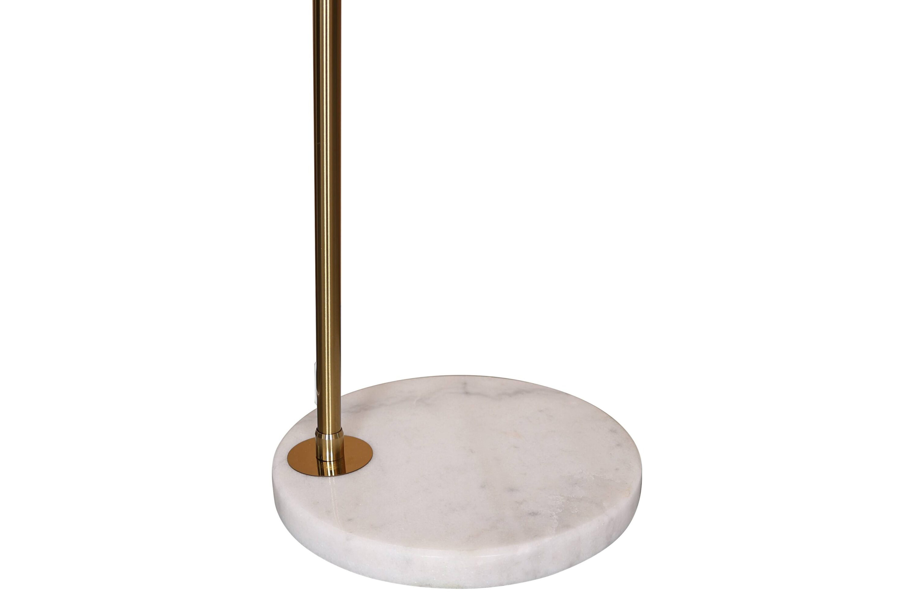 LeisureMod Arco Modern Arched Floor Lamp with White Round Marble Base - Gold