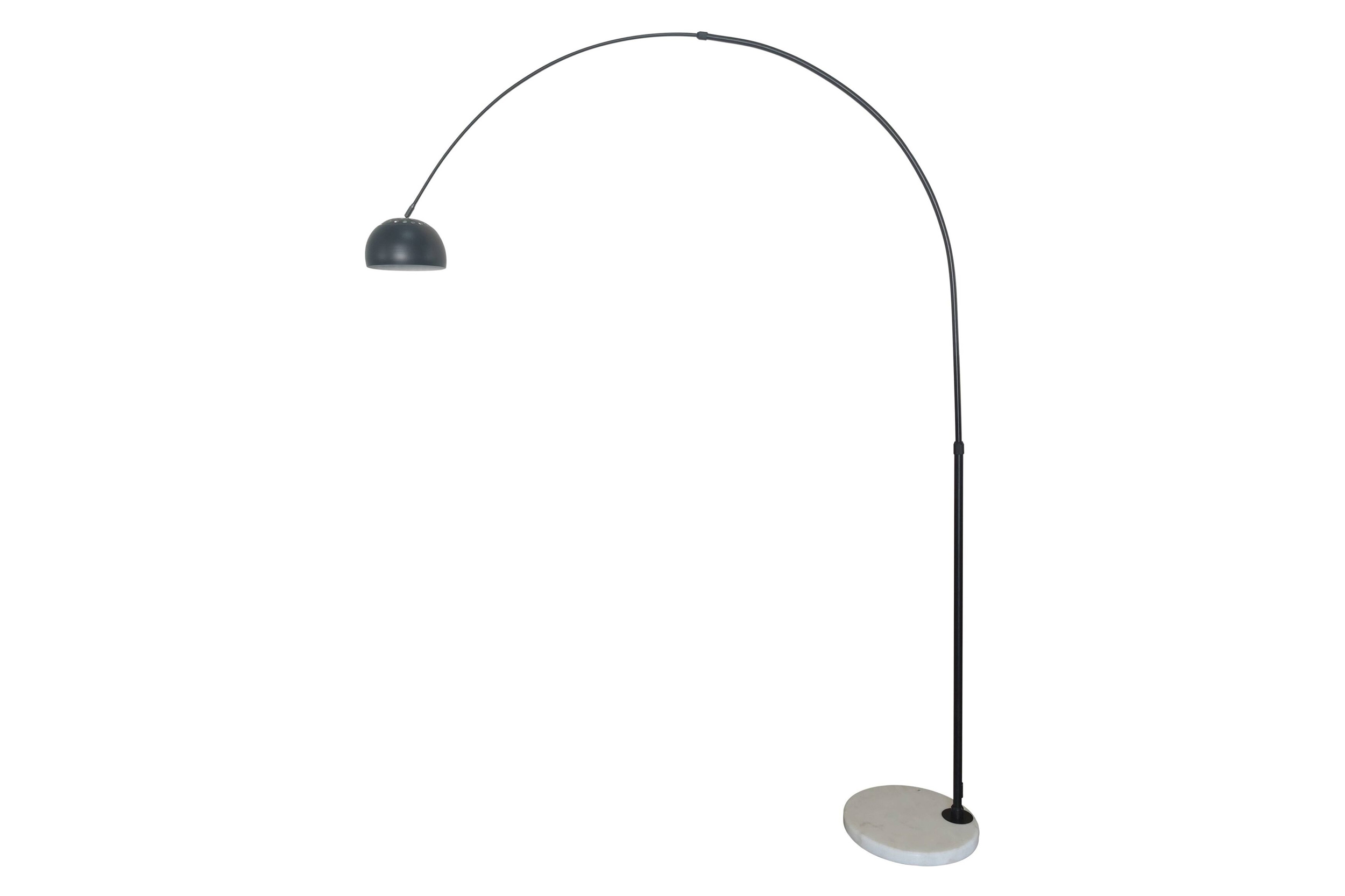 LeisureMod Arco Modern Arched Floor Lamp with White Round Marble Base