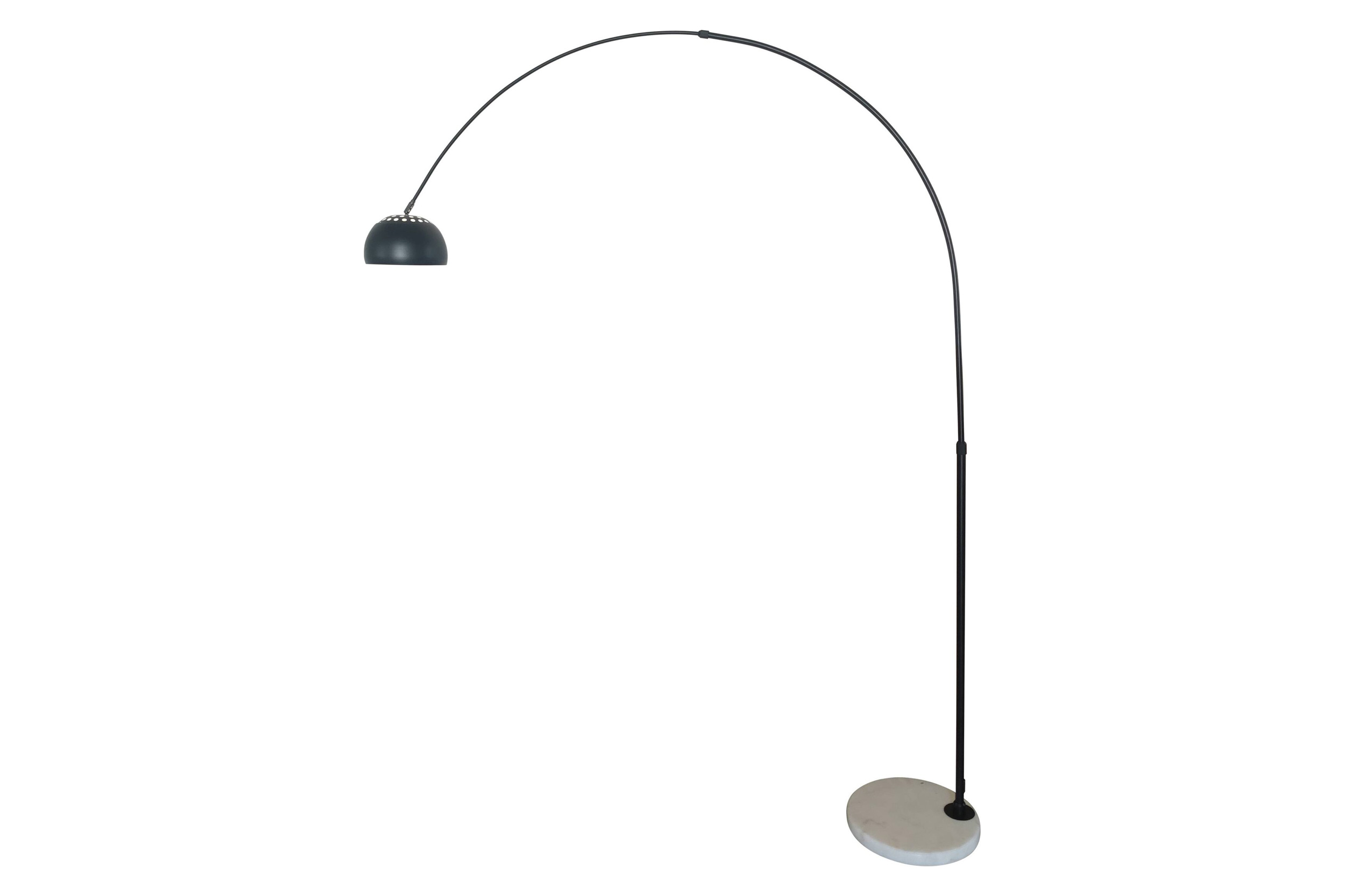 LeisureMod Arco Modern Arched Floor Lamp with White Round Marble Base - Black