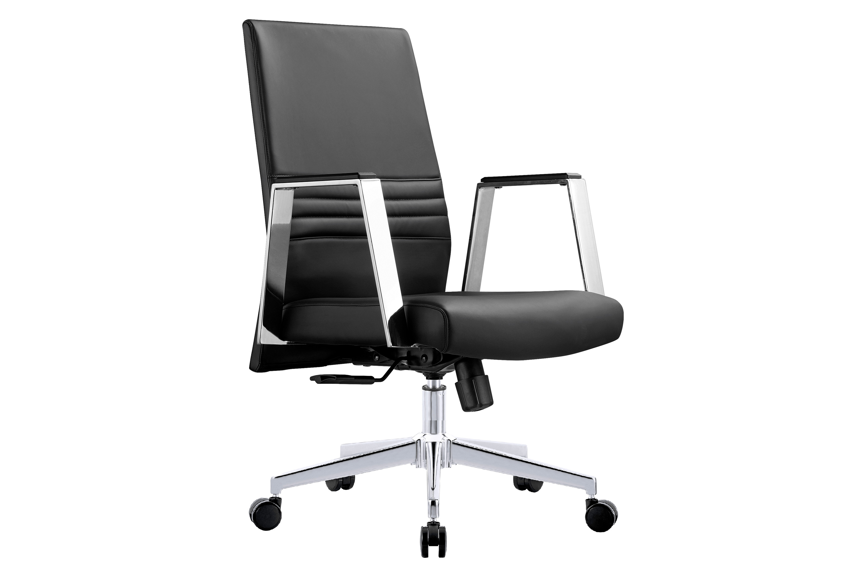 LeisureMod Aleen Modern High-Back Office Chair in Upholstered Leather and Iron Frame