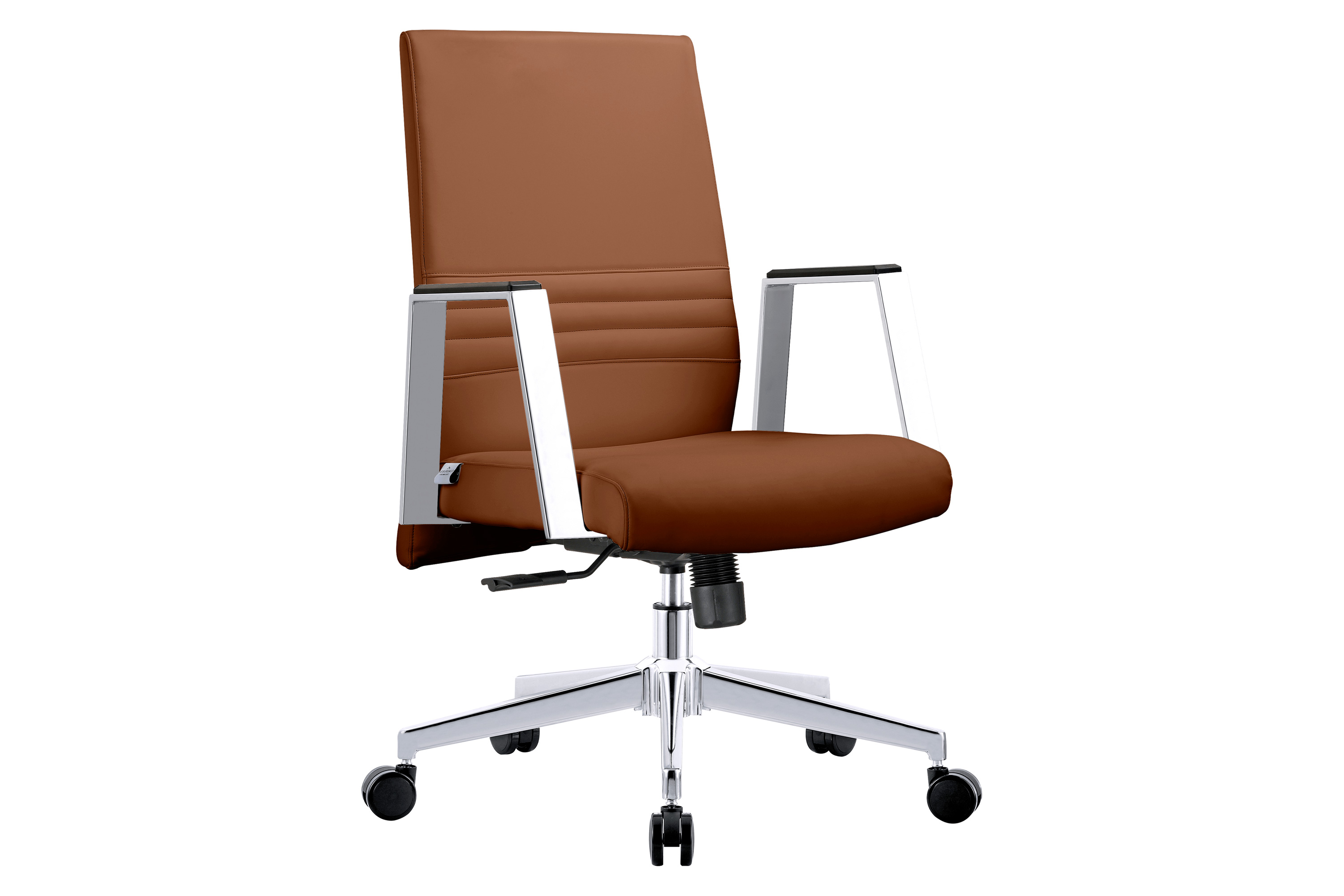 LeisureMod Aleen Modern High-Back Office Chair in Upholstered Leather and Iron Frame