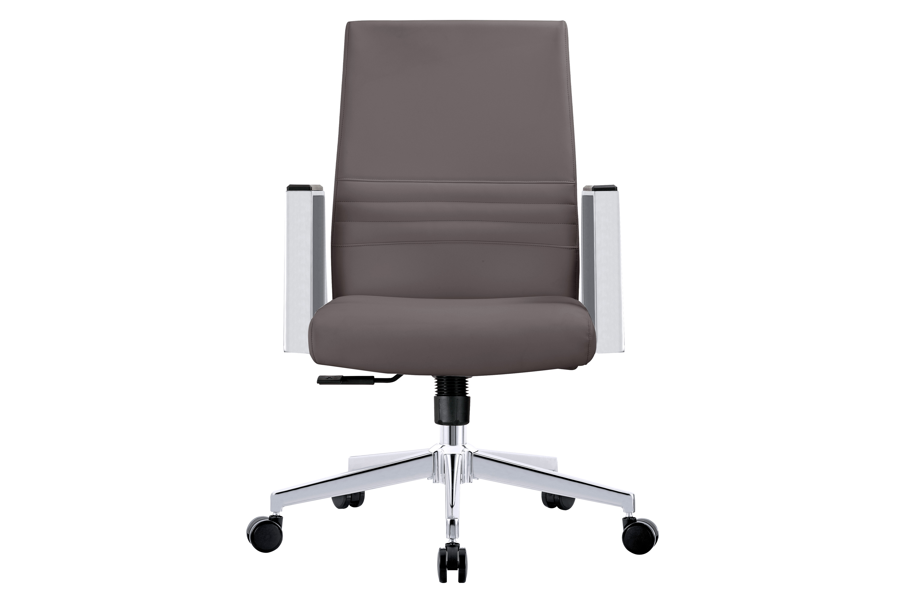 LeisureMod Aleen Mid-Century Modern Leather Swivel Office Chair with Adjustable Height - Gray