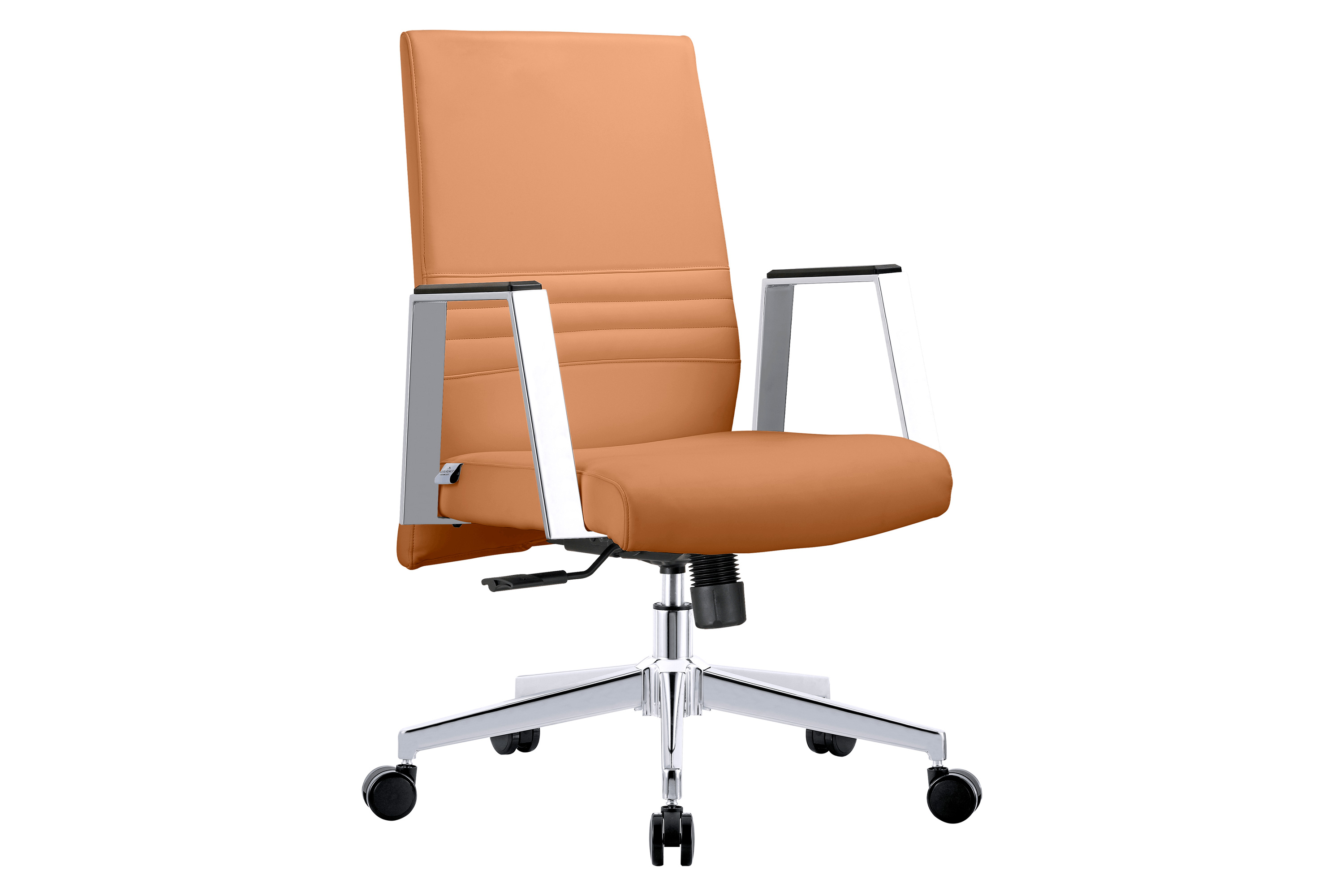 LeisureMod Aleen Modern High-Back Office Chair in Upholstered Leather and Iron Frame