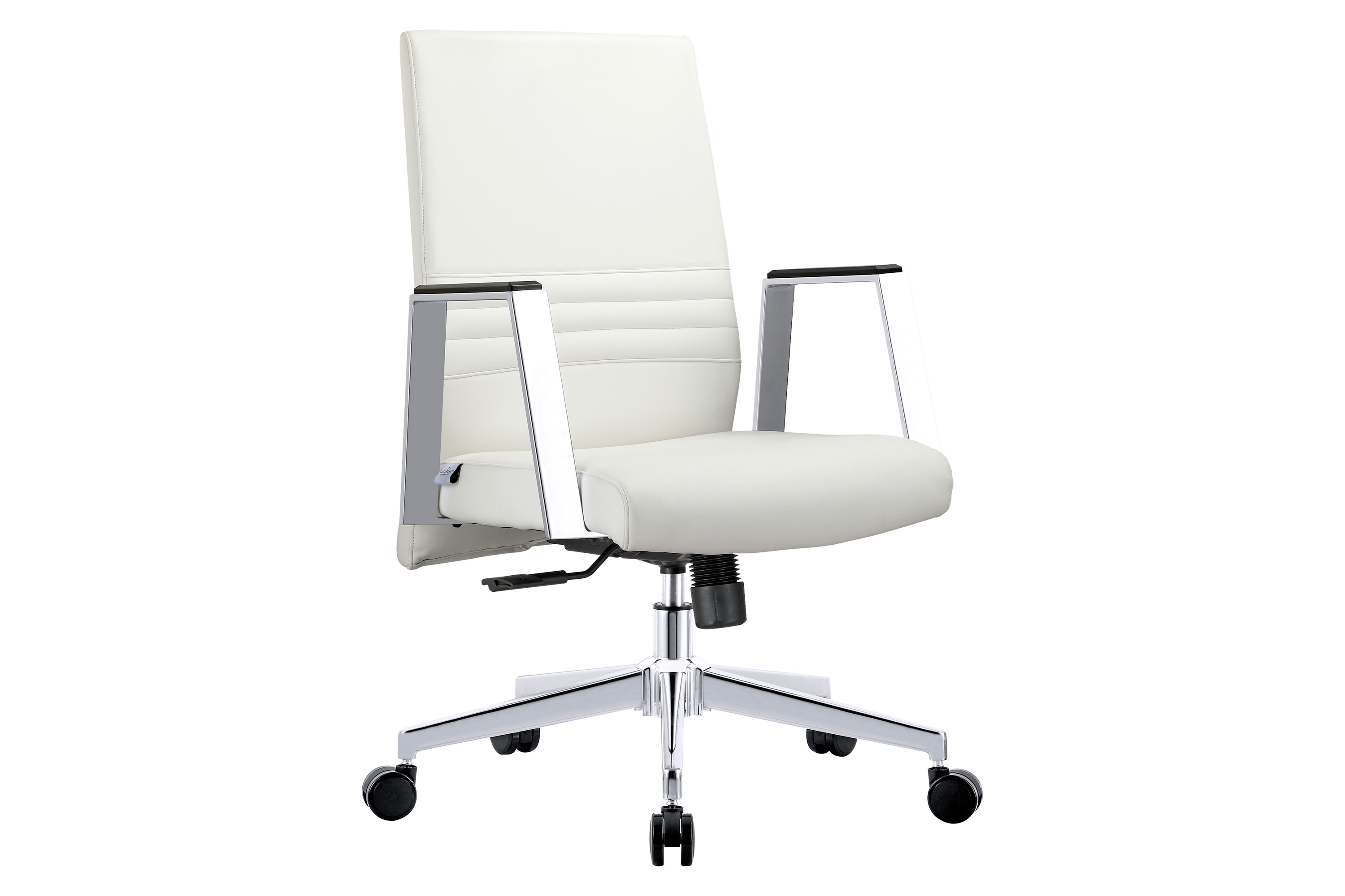 LeisureMod Aleen Modern High-Back Office Chair in Upholstered Leather and Iron Frame