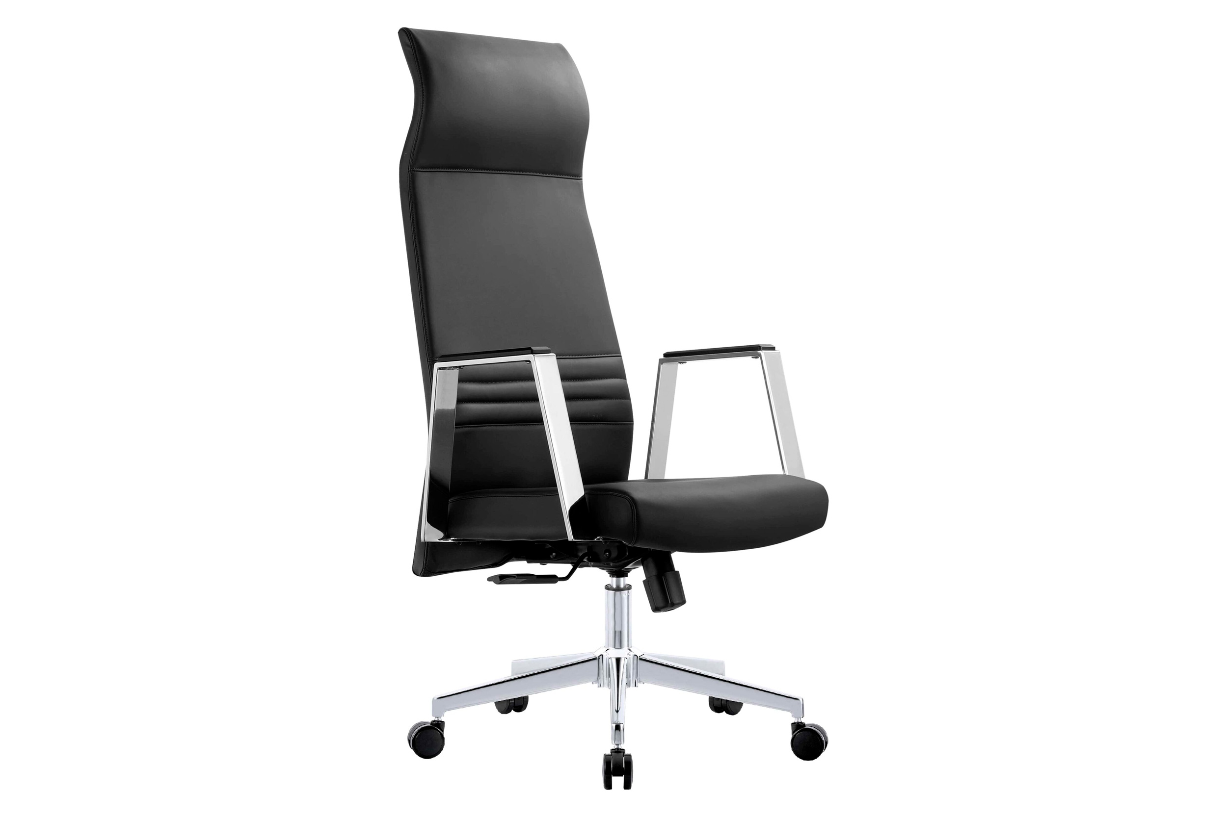 LeisureMod Aleen Modern High-Back Office Chair in Upholstered Leather and Iron Frame