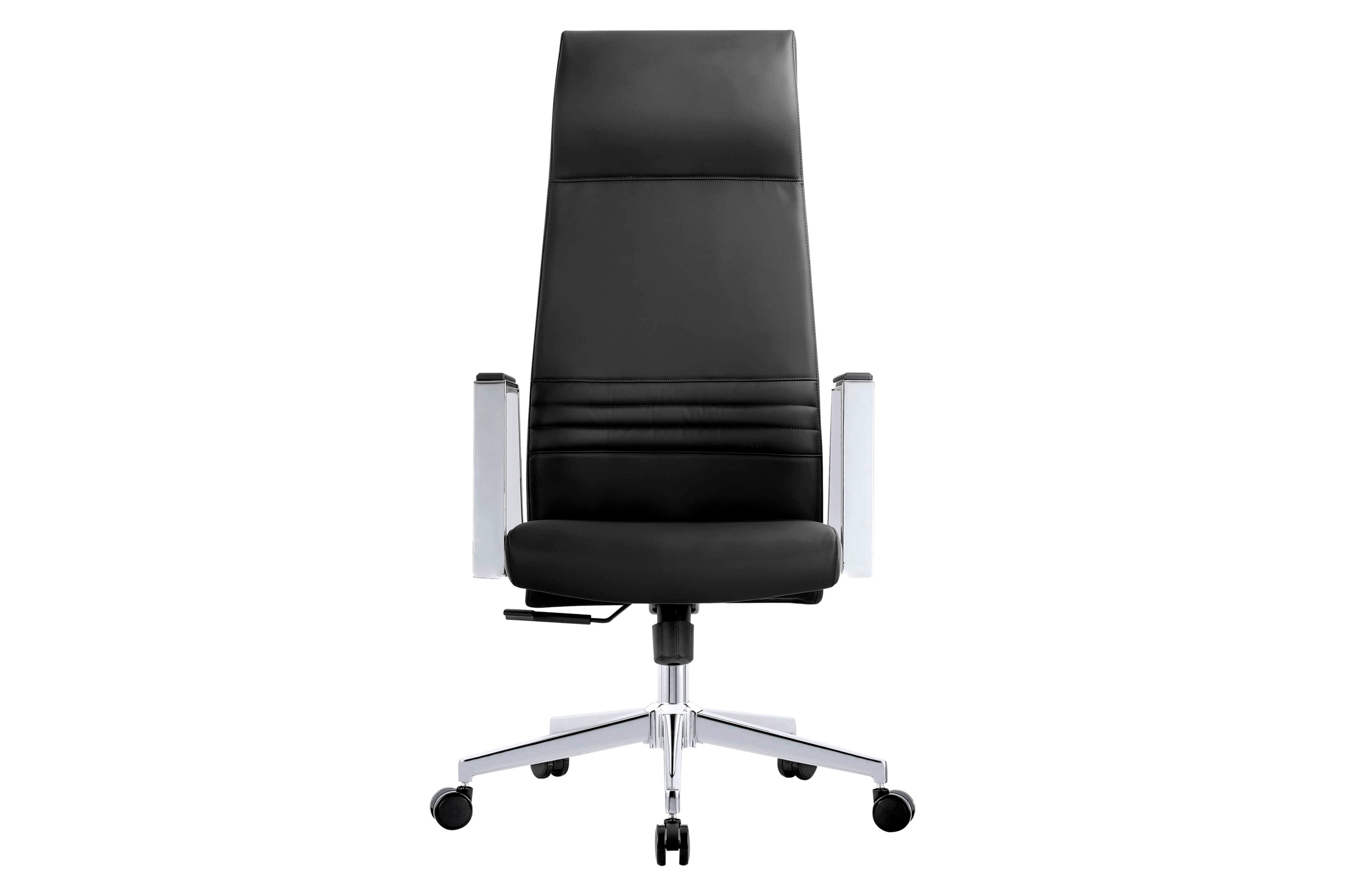 LeisureMod Aleen Modern High-Back Office Chair in Upholstered Leather and Iron Frame - Black