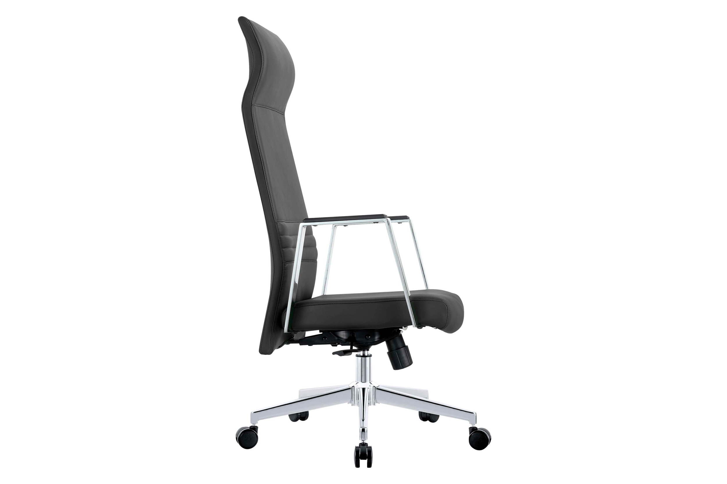 LeisureMod Aleen Modern High-Back Office Chair in Upholstered Leather and Iron Frame - Black