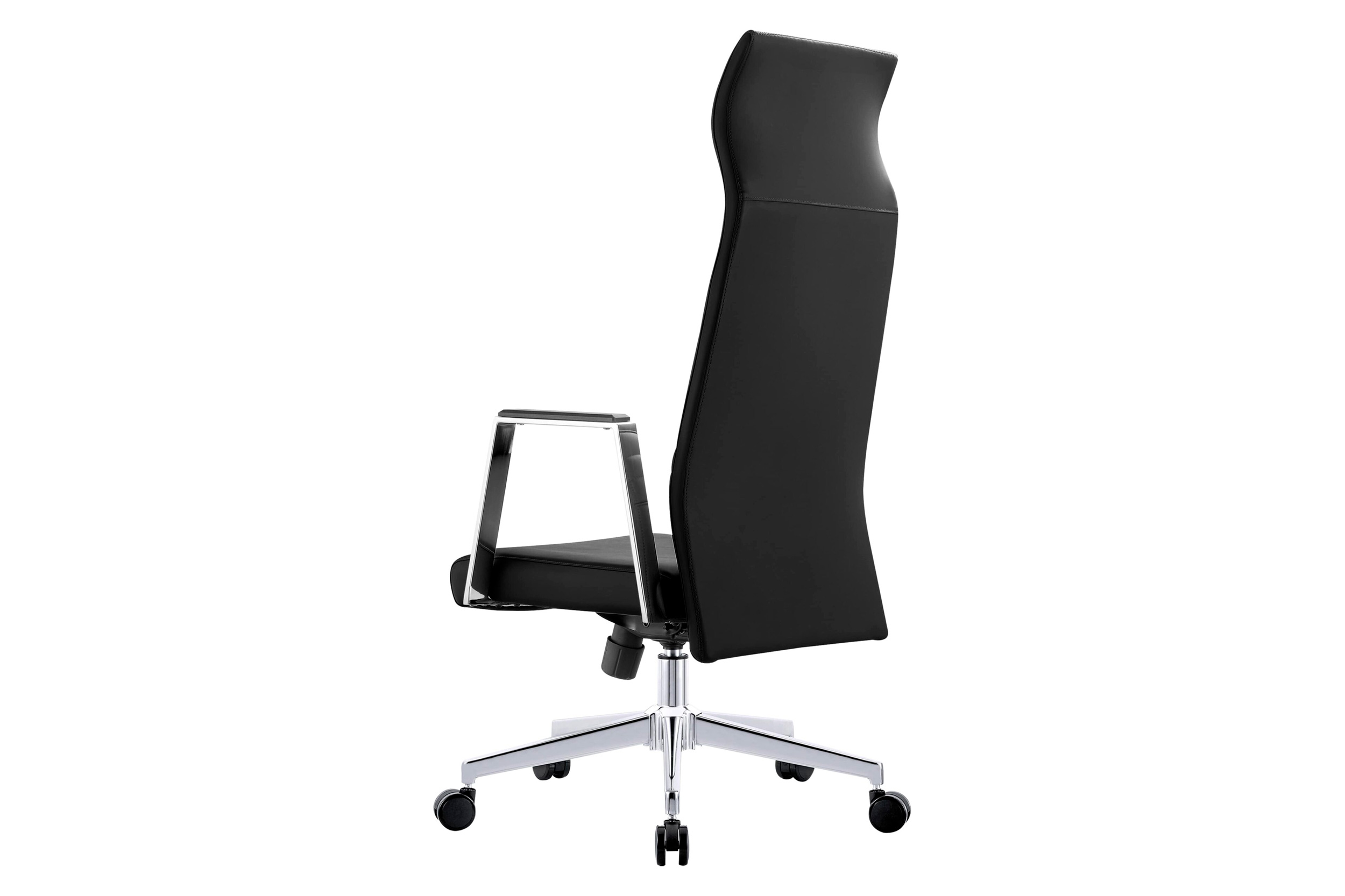 LeisureMod Aleen Modern High-Back Office Chair in Upholstered Leather and Iron Frame - Black