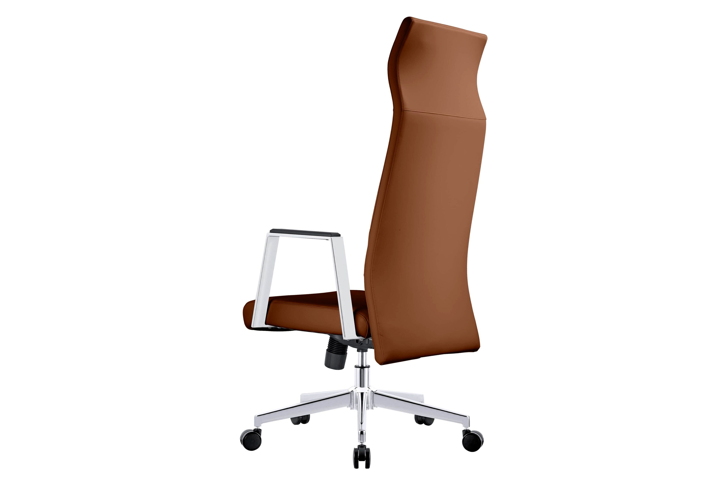 LeisureMod Aleen Modern High-Back Office Chair in Upholstered Leather and Iron Frame - Dark Brown