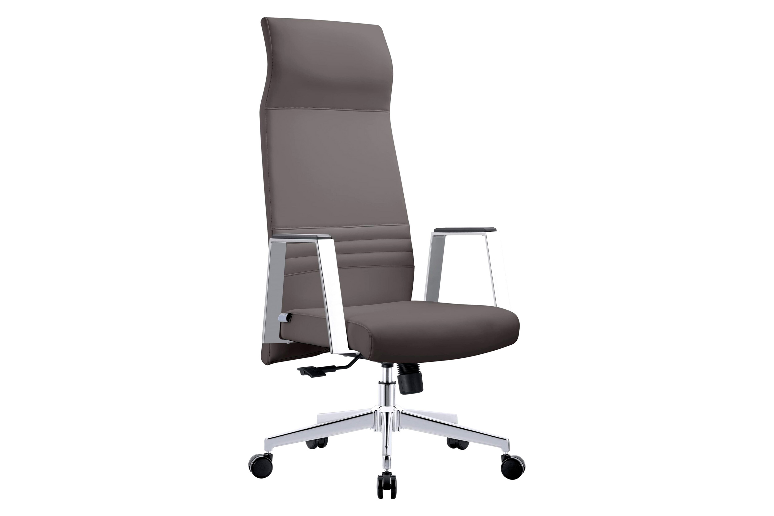 LeisureMod Aleen Modern High-Back Office Chair in Upholstered Leather and Iron Frame