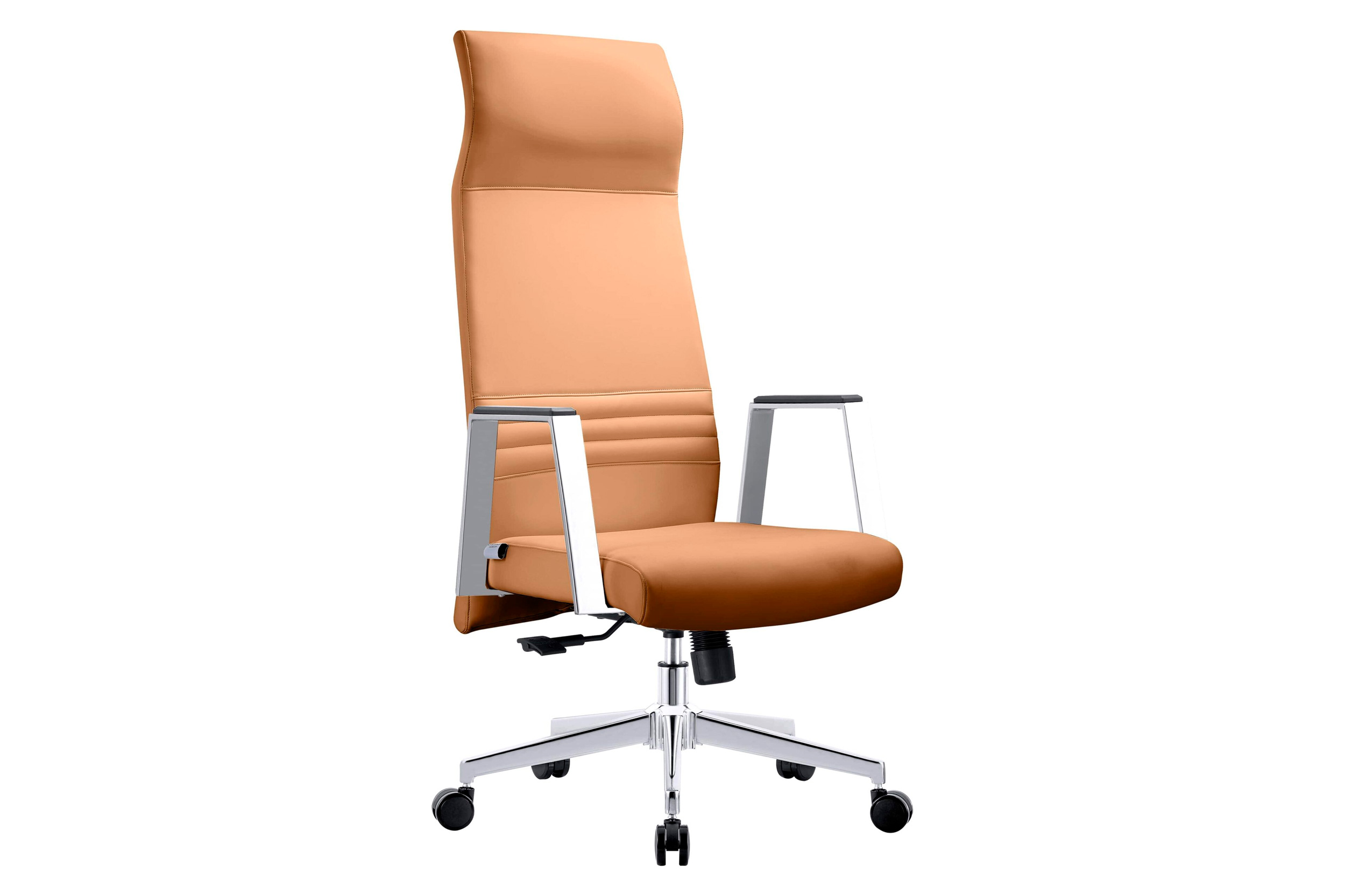 LeisureMod Aleen Modern High-Back Office Chair in Upholstered Leather and Iron Frame