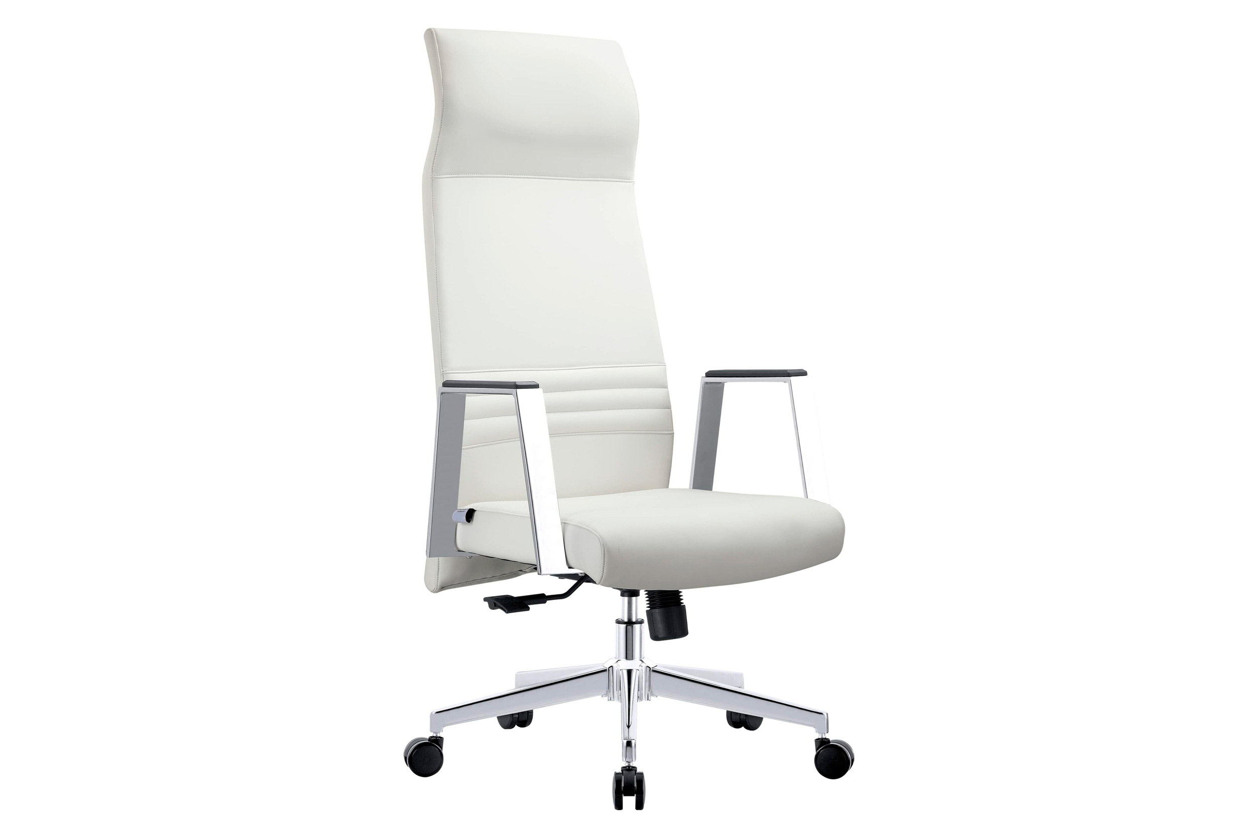 LeisureMod Aleen Modern High-Back Office Chair in Upholstered Leather and Iron Frame