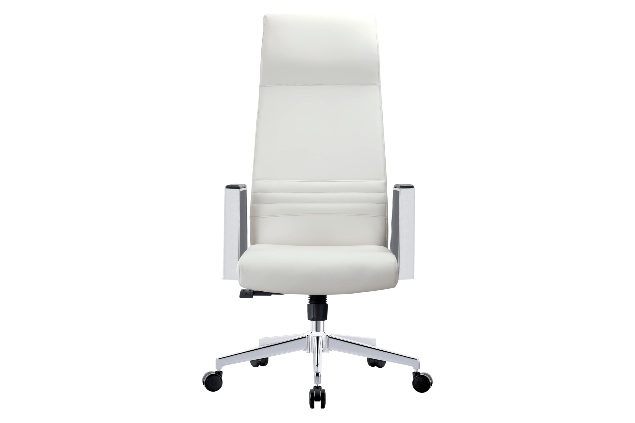 LeisureMod Aleen Modern High-Back Office Chair in Upholstered Leather and Iron Frame - White