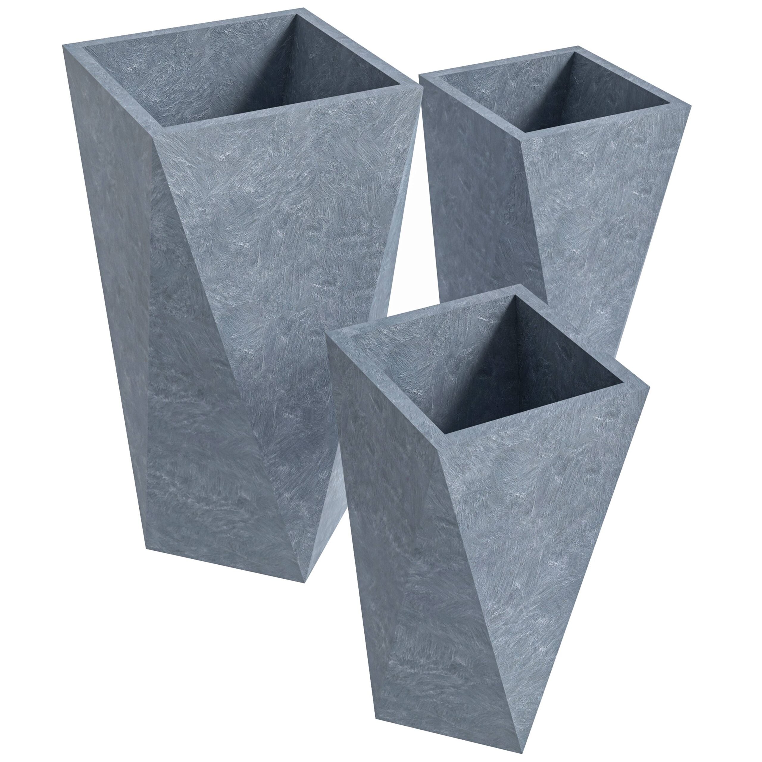 LeisureMod Aloe Modern Fiberstone and Clay Planters (Set of 3)