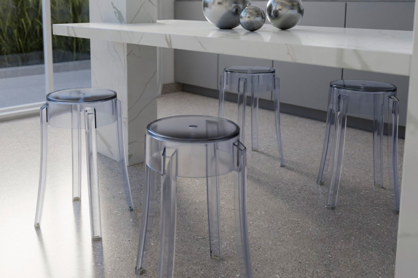 LeisureMod Averill Modern Plastic Dining Stool With Sturdy Seat And Legs