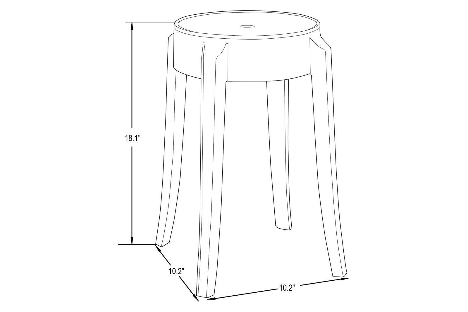 LeisureMod Averill Modern Plastic Dining Stool With Sturdy Seat And Legs