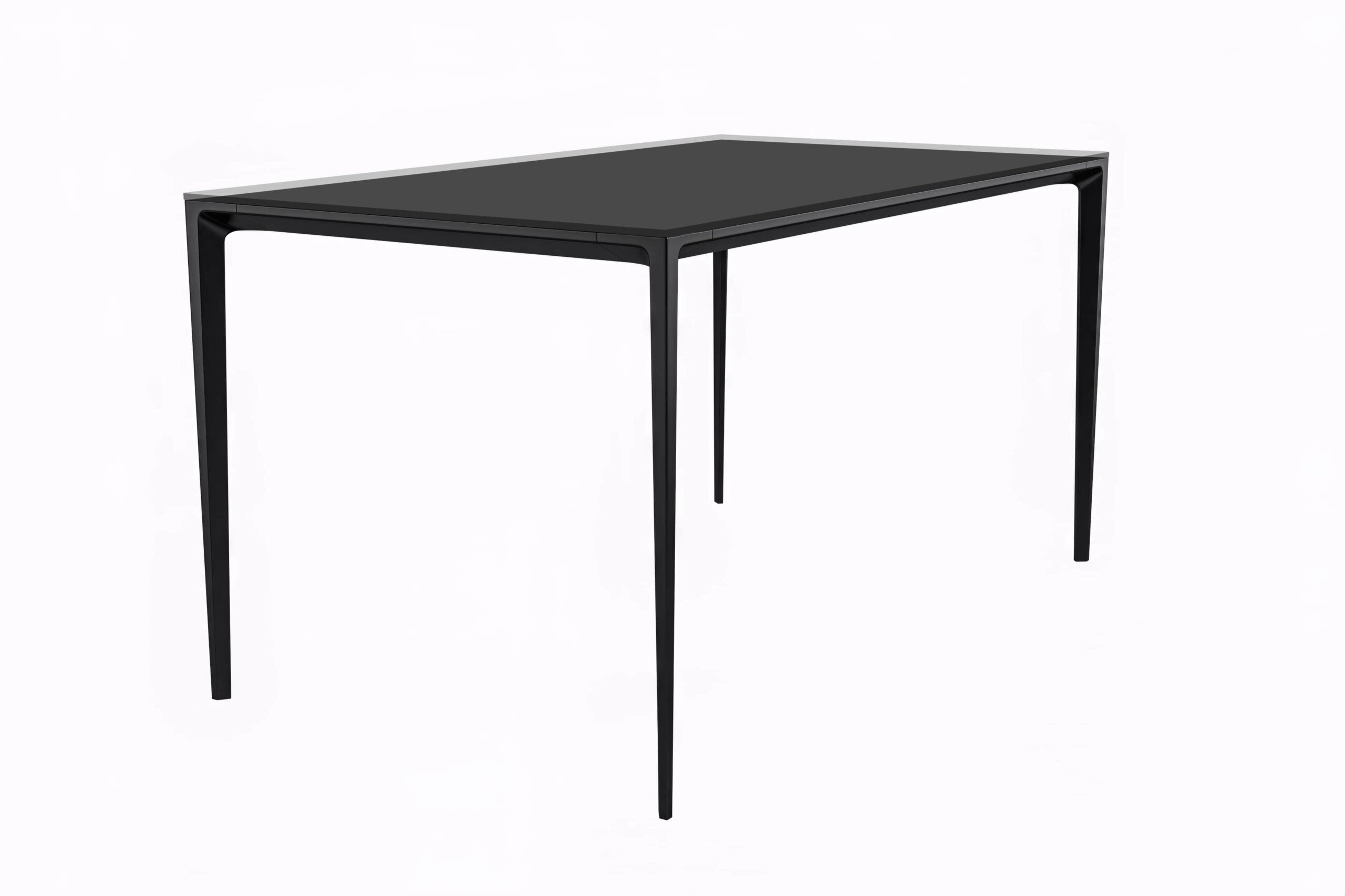 LeisureMod Avo Modern 55" Rectangular Dining Table with Glass Top and Black Aluminum Legs